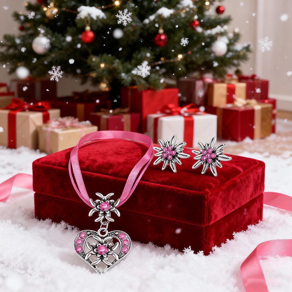 CLTYQ Schmuckset Schmuckset für Damen,Kette und Ohrringe Set,Kostümzubehör, Geschenk für Damen,ideal zu Weihnachten & Valentinstag – Bild 4 von 5