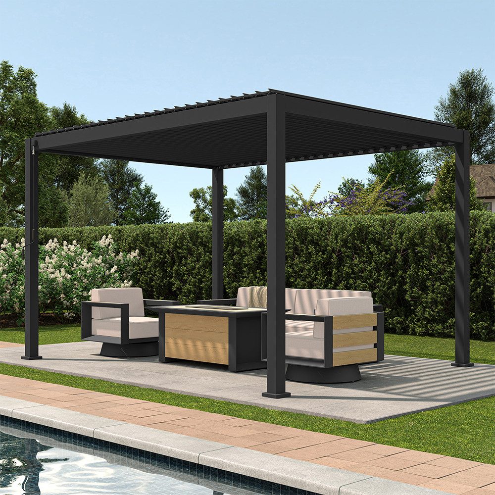 Mirador Pergola 111DA Pavillon mit Lamellendach Aluminium, (Packung), Terrassenüberdachung Wasserdicht Anthrazit