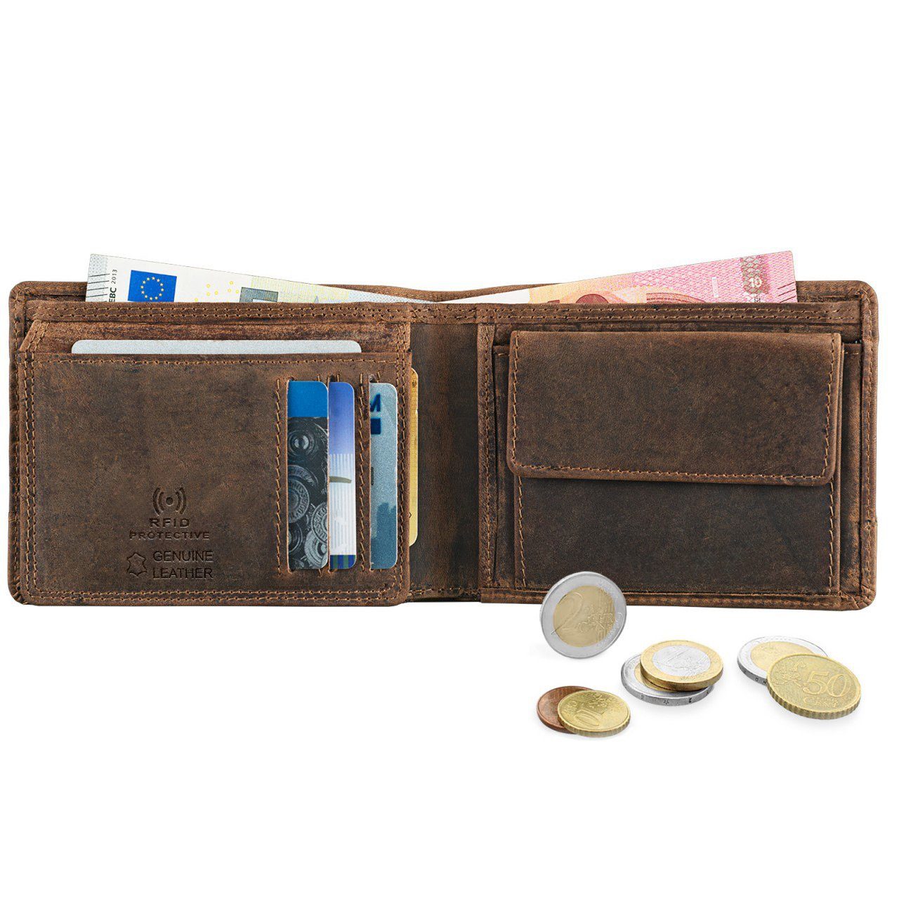 STILORD Geldbörse "Lucius" Vintage Herren Geldbörse Leder mit RFID Schutz