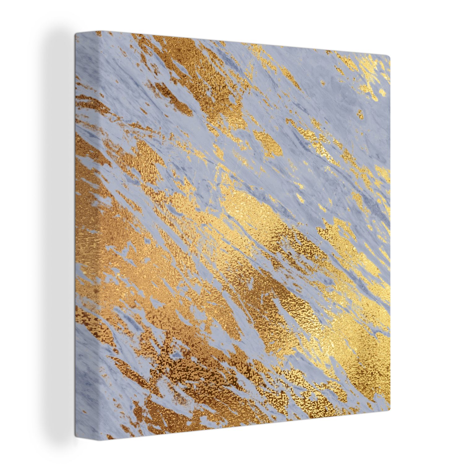 OneMillionCanvasses® Leinwandbild Marmor - Gold - Blau, (1 St), Leinwand Bilder für Wohnzimmer Schlafzimmer