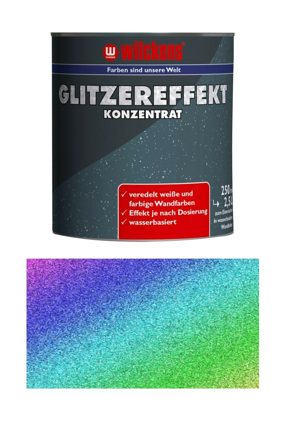 Wand- und Deckenfarbe Glitzereffekt Konzentrat 250 ml Regenbogen