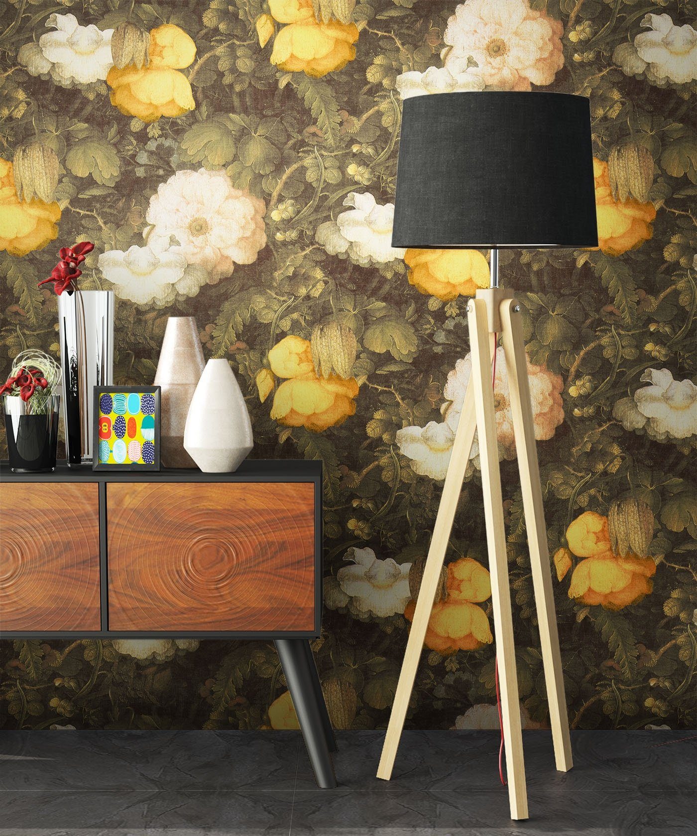 Newroom Vliestapete, Blumentapete Gelb Weiß Wallpaper günstig online kaufen