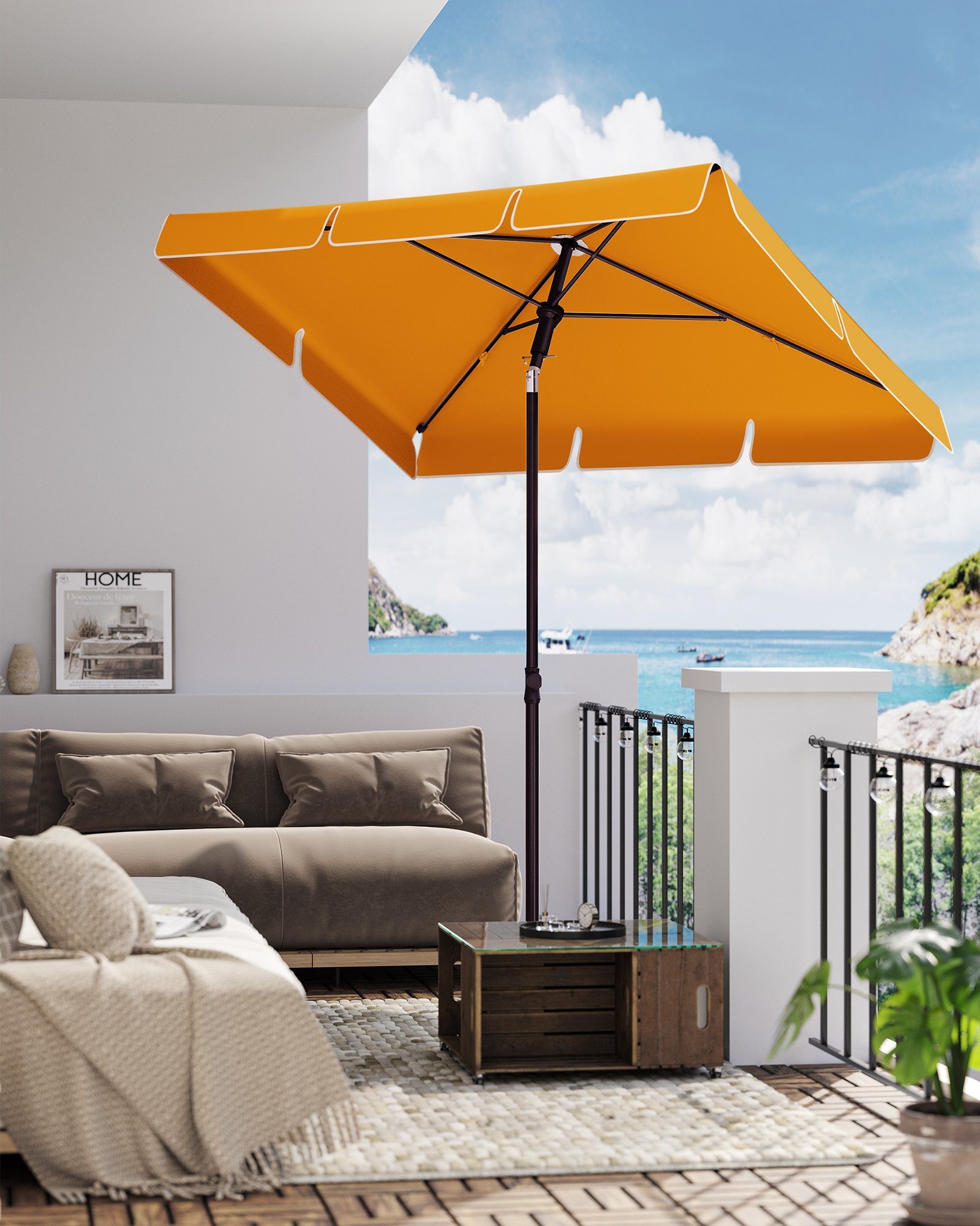 SONGMICS Sonnenschirm, LxB: 200,00x125,00 cm, Balkonschirm, günstig online kaufen