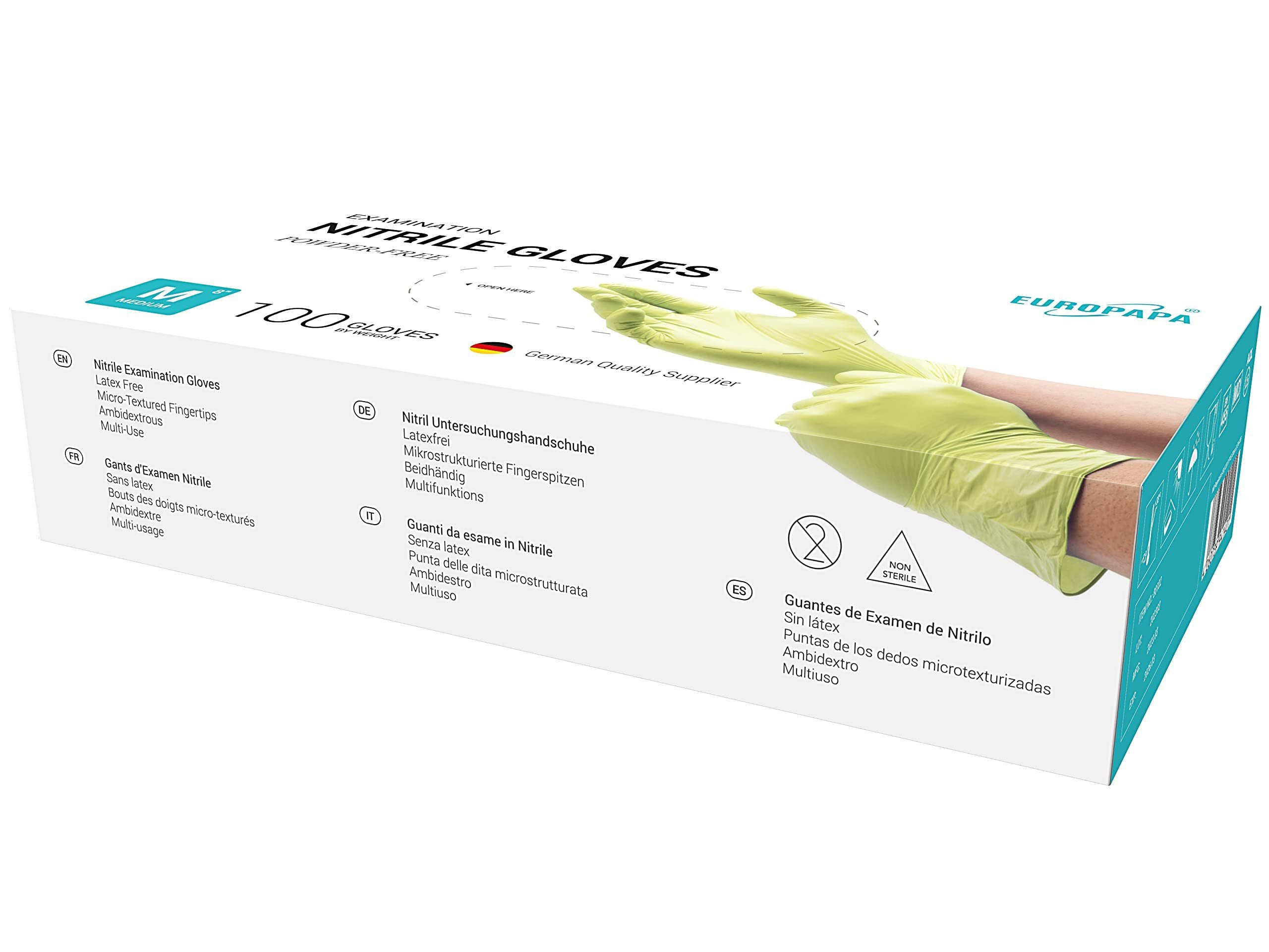 EUROPAPA Einweghandschuhe 1000x Nitrilhandschuhe Einweghandschuhe puderfrei (Untersuchungshandschuhe) EN455 EN374 latexfrei Einmalhandschuhe Handschuhe