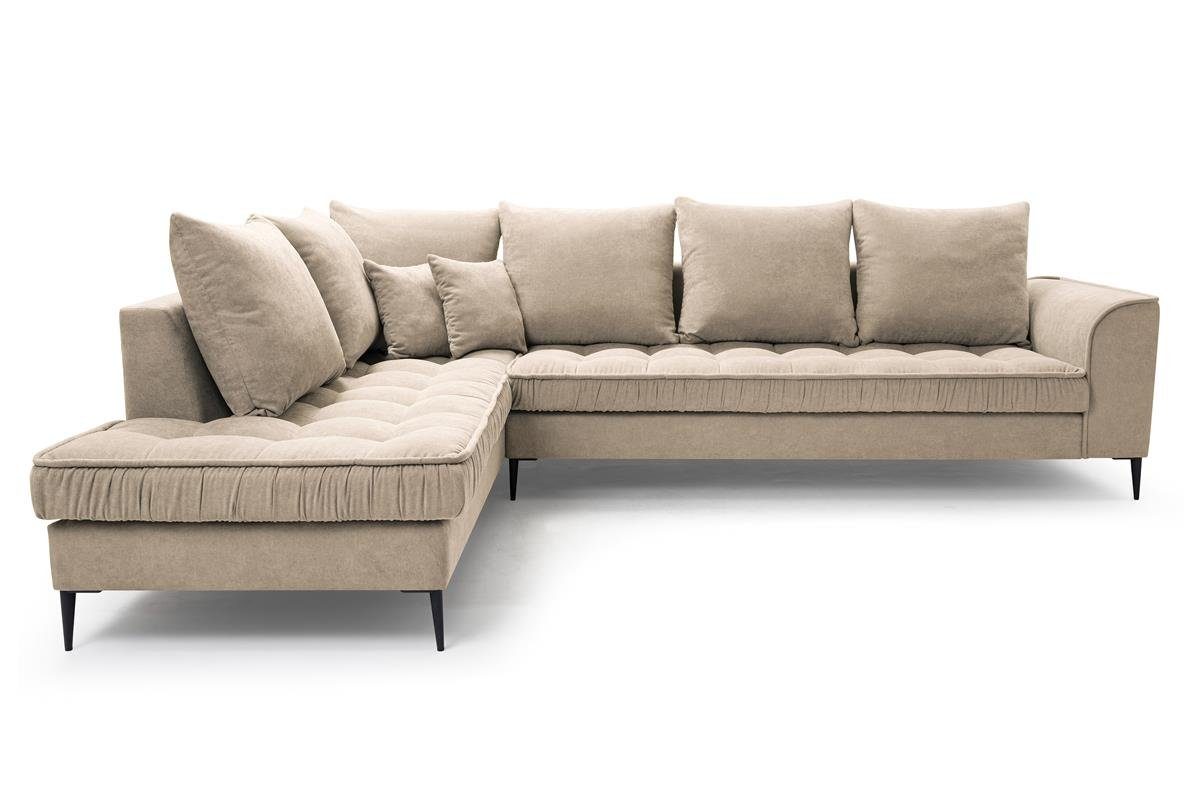 Beautysofa Polsterecke Polsterecke inklusive Wohnzimmersofa L-Form modernes mit Rückenlehne, 21) Beige Loungemöbel, im Wellenfedern, (soro Design ELEN, stillvoles gepolsterter