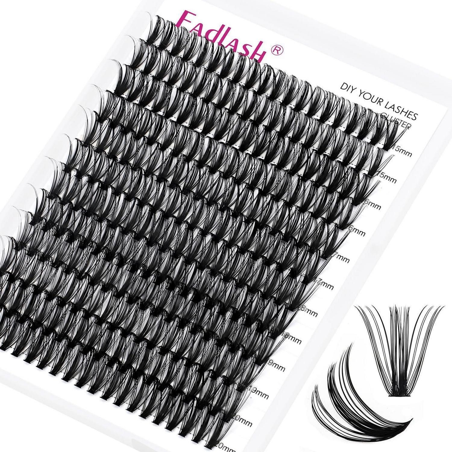 LuxusKollektion Einzelwimpern Cluster Wimpern C Curl 15-20mm 200Stk Schwarz
