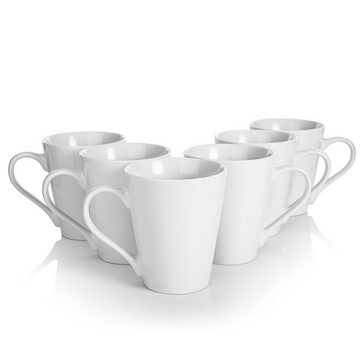 BigDean Becher 6 Stück große Kaffeebecher weiß 280ml, Porzellan