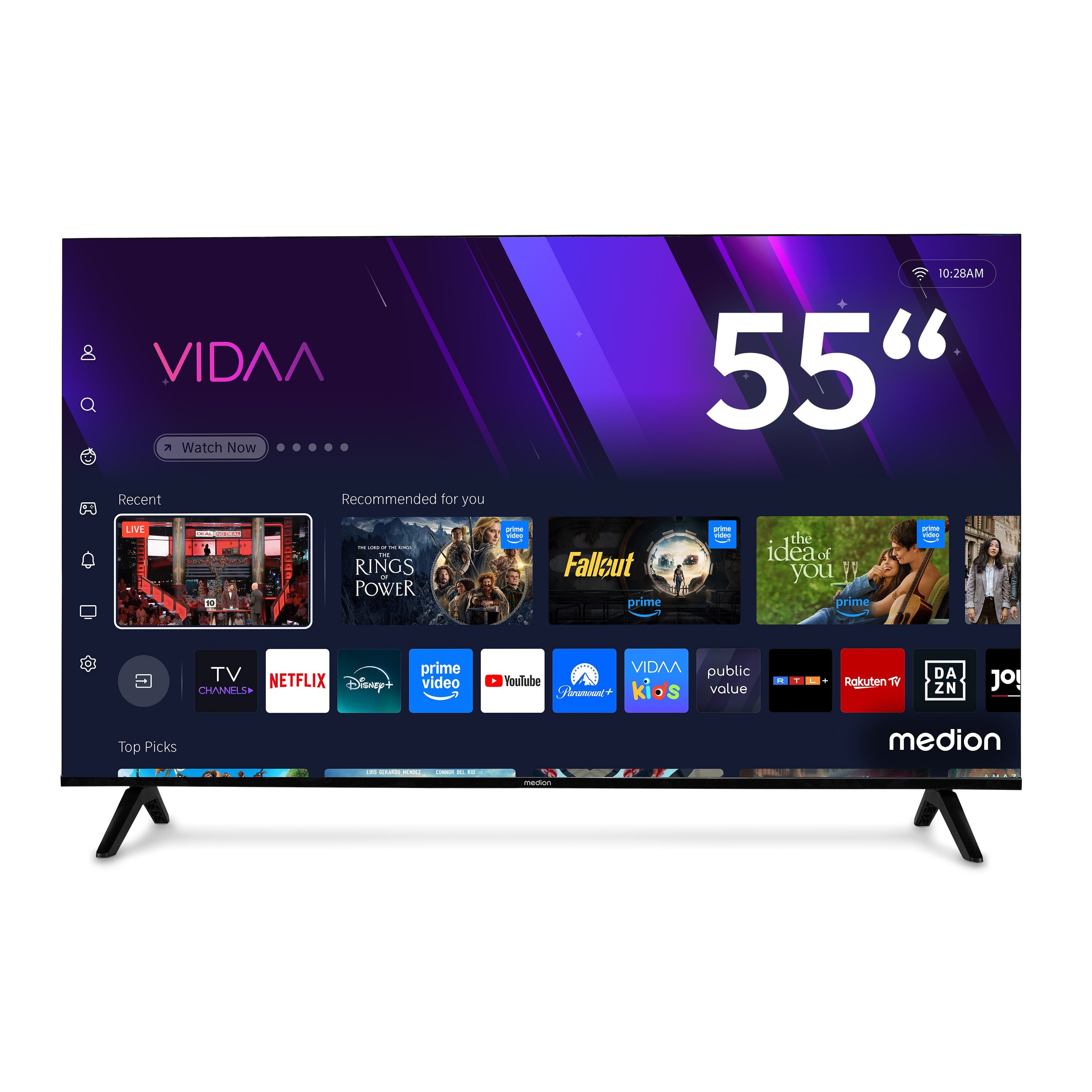 Medion® MD855301 LCD-LED Fernseher (138.8 cm/55 Zoll, 4K Ultra HD, Smart-TV, Dolby Vision, Dolby Atmos, Netflix, HBO Max, Prime Video, Disney+, WOW)