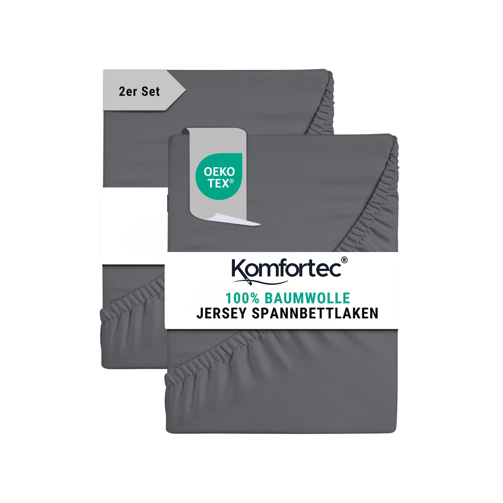 Komfortec Spannbettlaken Jersey Spannbettuch, 90x200, 140x200, günstig online kaufen