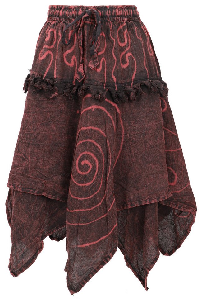 Guru-Shop Minirock Knielanger Boho Zipfelrock, Pixirock - braun alternative Bekleidung