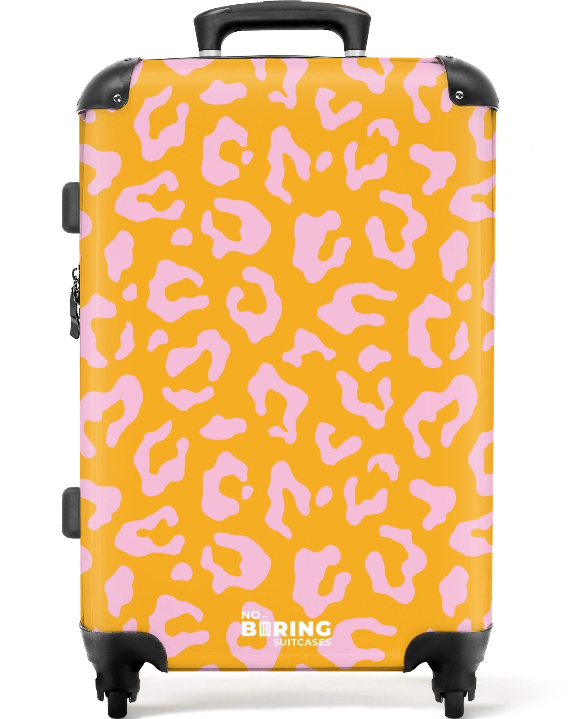 NoBoringSuitcases.com© Hartschalen-Trolley Orange und rosa Pantherdruck günstig online kaufen