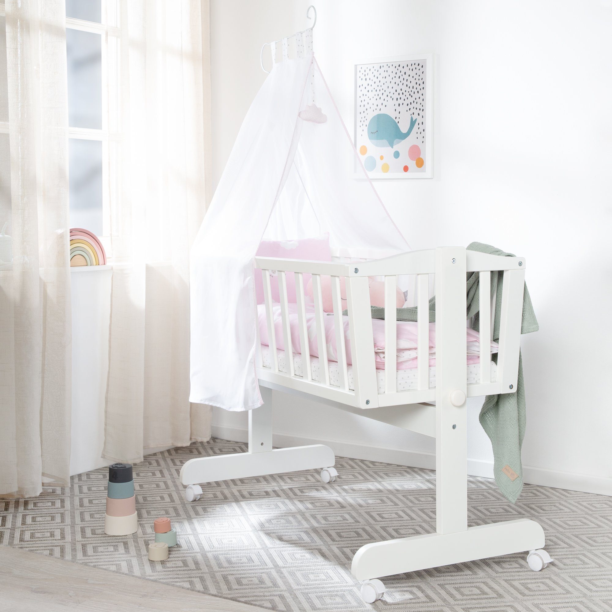 roba® Stubenwagen Kleine Wolke rosa, Komplettwiegenset 'Kleine Wolke rosa'