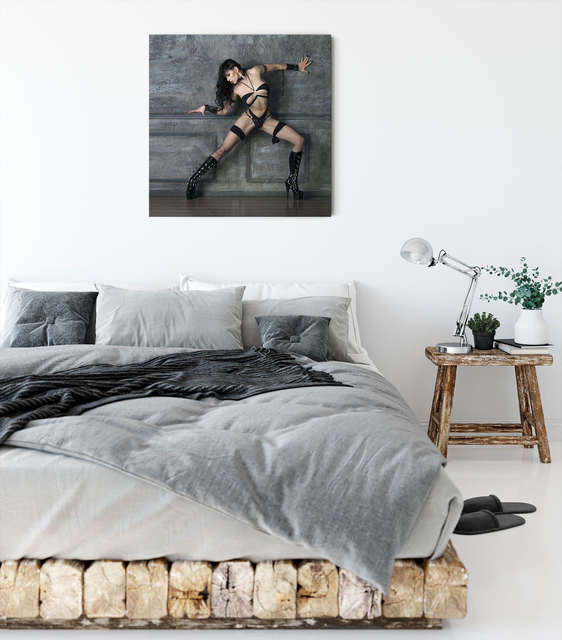 Pixxprint Leinwandbild Erotische Frau in High Heels und Dessous, Erotische Frau in High Heels und Dessous (1 St), Leinwandbild fertig bespannt, inkl. Zackenaufhänger