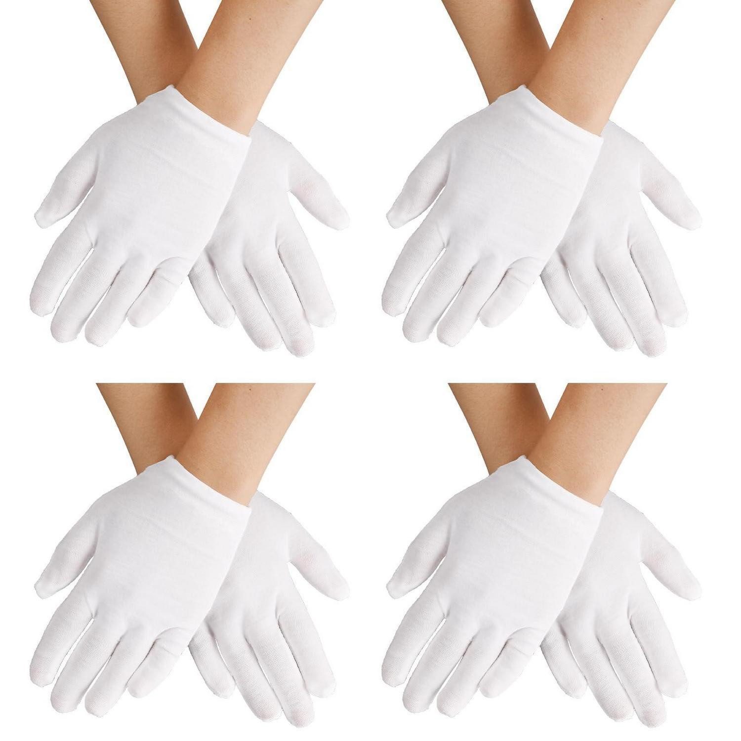 LuxusKollektion Baumwollhandschuhe Kinderhandschuhe Baumwolle Weiß 4 Paar (4-St)