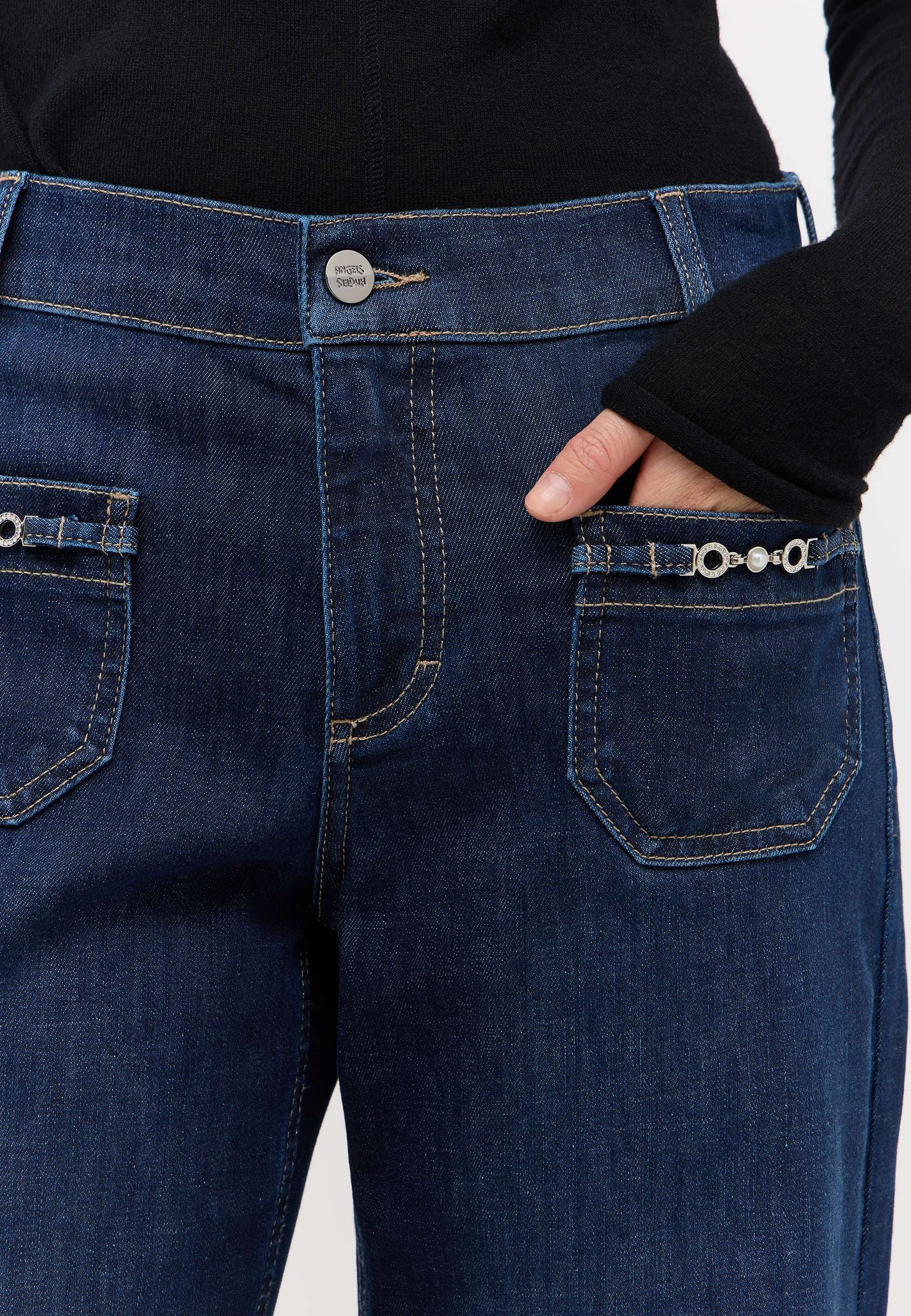 ANGELS Gerade Jeans LIZ GLORY Wide Leg, mit Schmuckelementen an den Vordertaschen