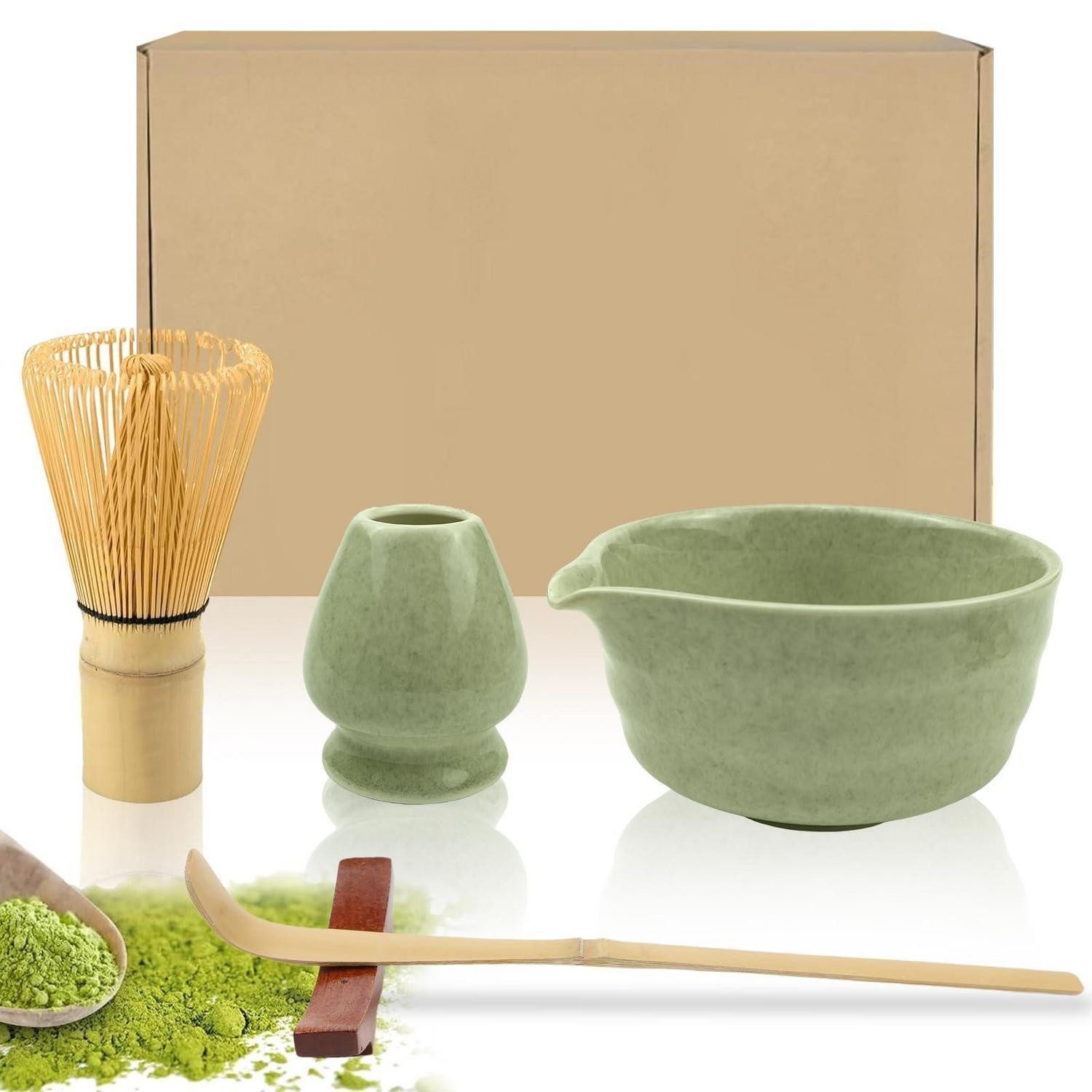 LuxusKollektion Teeservice Matcha Set 5-teilig mit Schüssel und Zubehör, Keramik