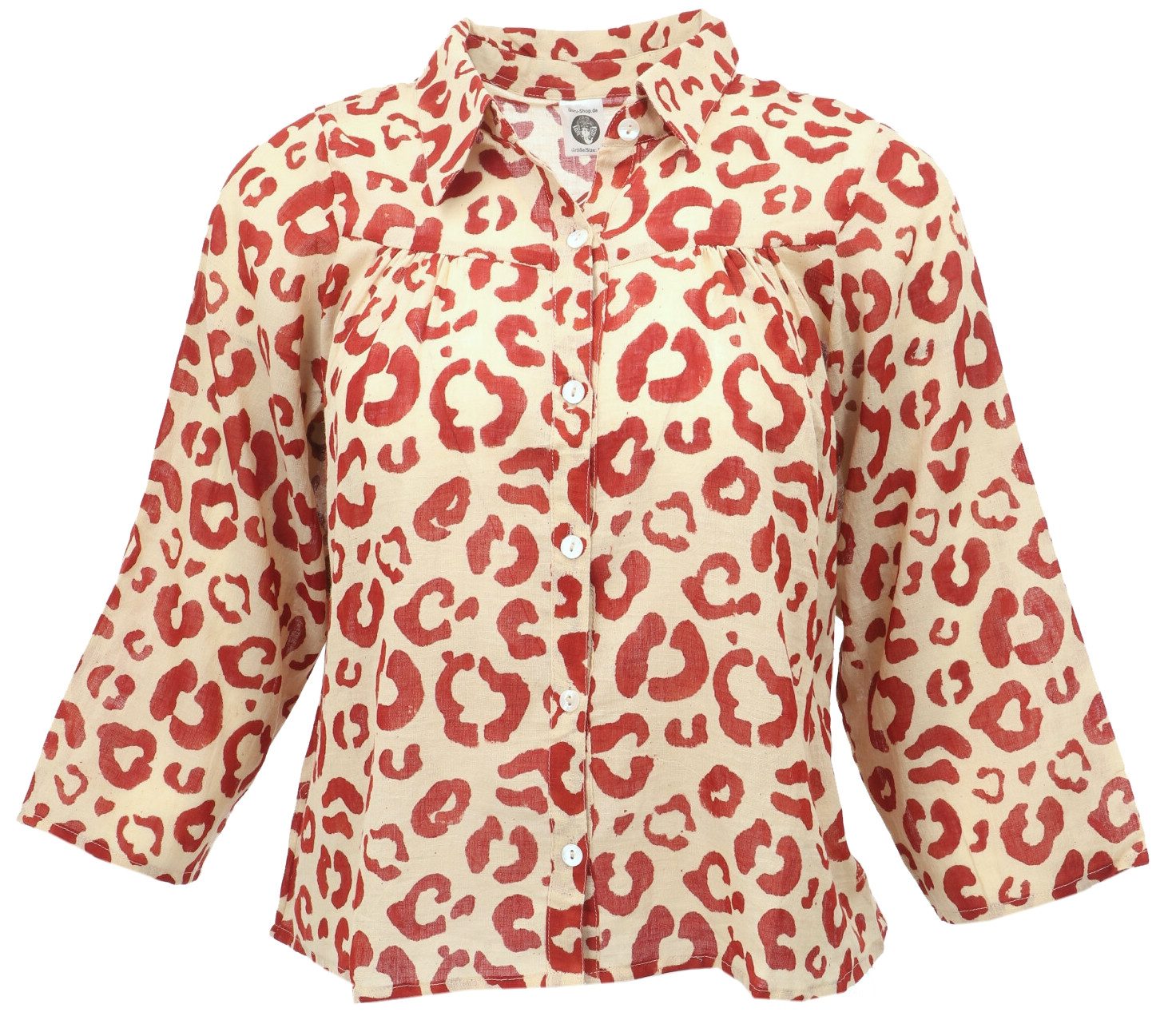 Guru-Shop Longbluse Handbedruckte Bohobluse, luftige Baumwollbluse.. günstig online kaufen