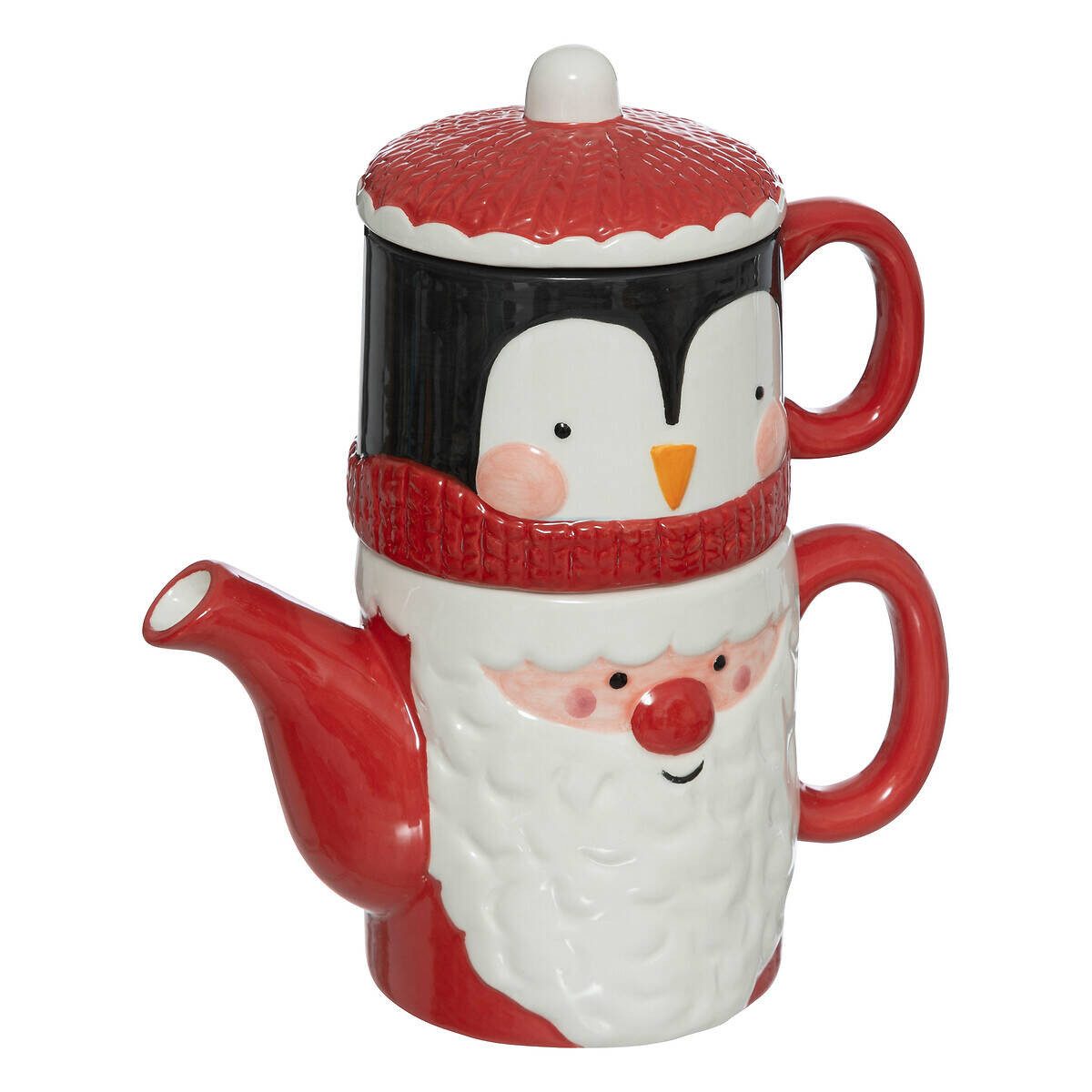 Atmosphera Créateur d'intérieur Becher Kanne und Becher mit Weihnachtsmotiv, 21 cm, Keramik, Kanne und Becher