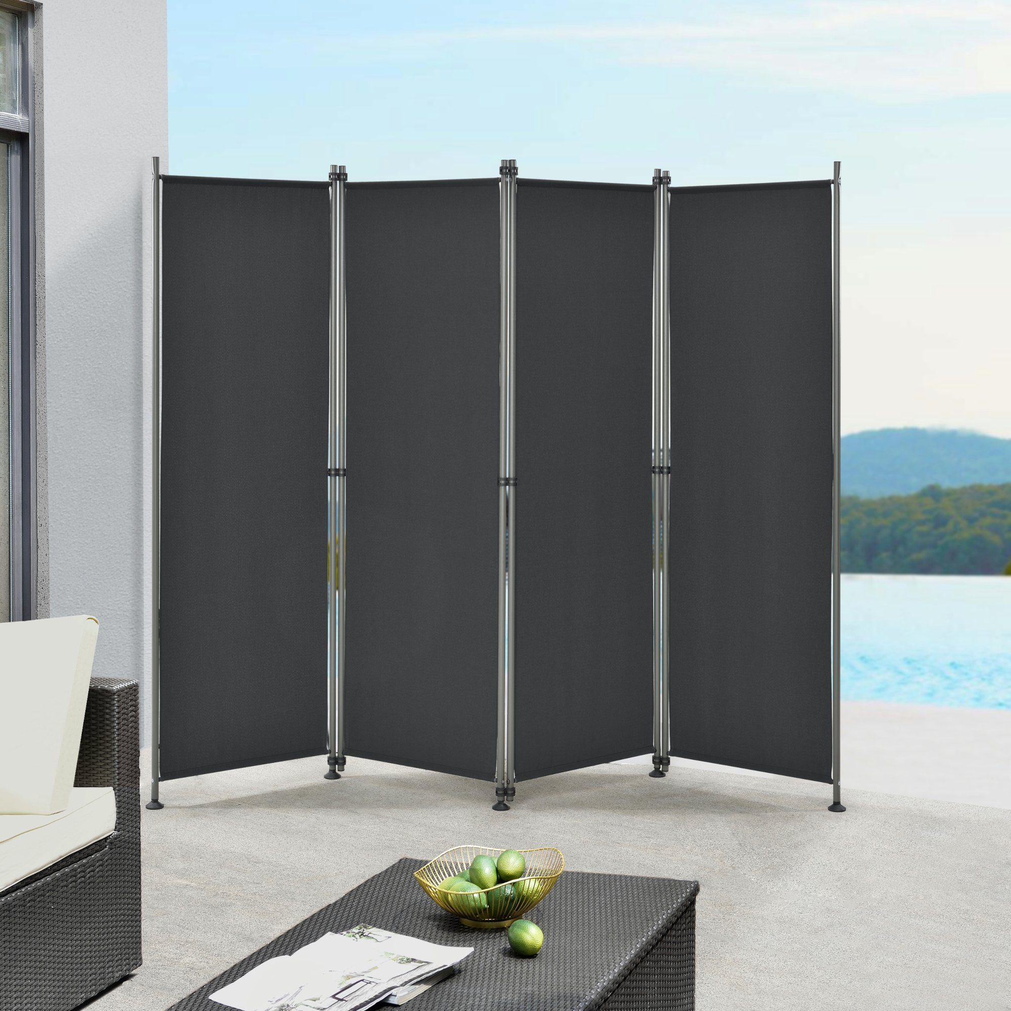 pro.tec Paravent, »Modica« Trennwand Outdoor Sichtschutz 170x215cm Schwarz