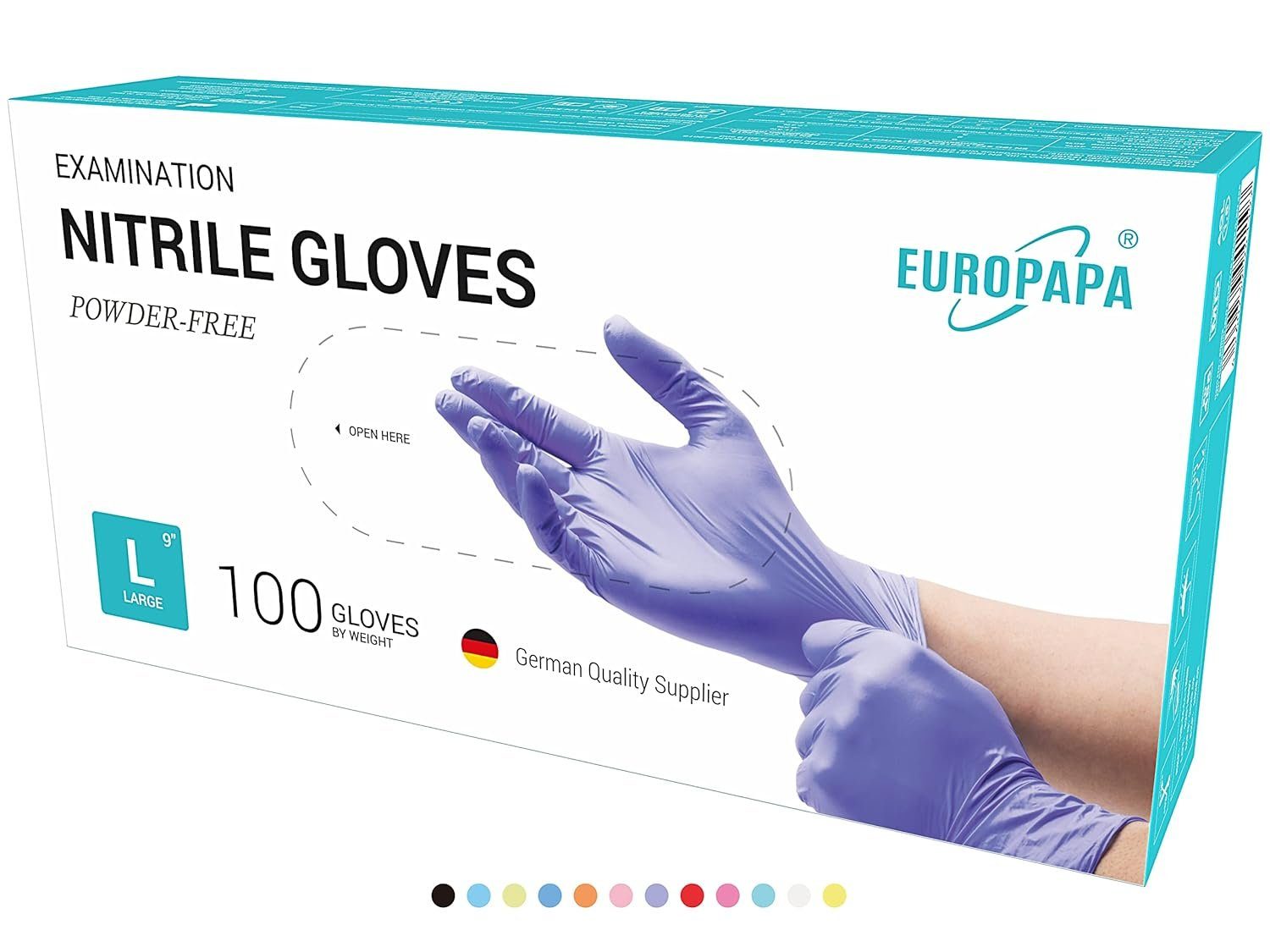 EUROPAPA Einweghandschuhe 1000x Nitrilhandschuhe Einweghandschuhe puderfrei (Untersuchungshandschuhe) EN455 EN374 latexfrei Einmalhandschuhe Handschuhe