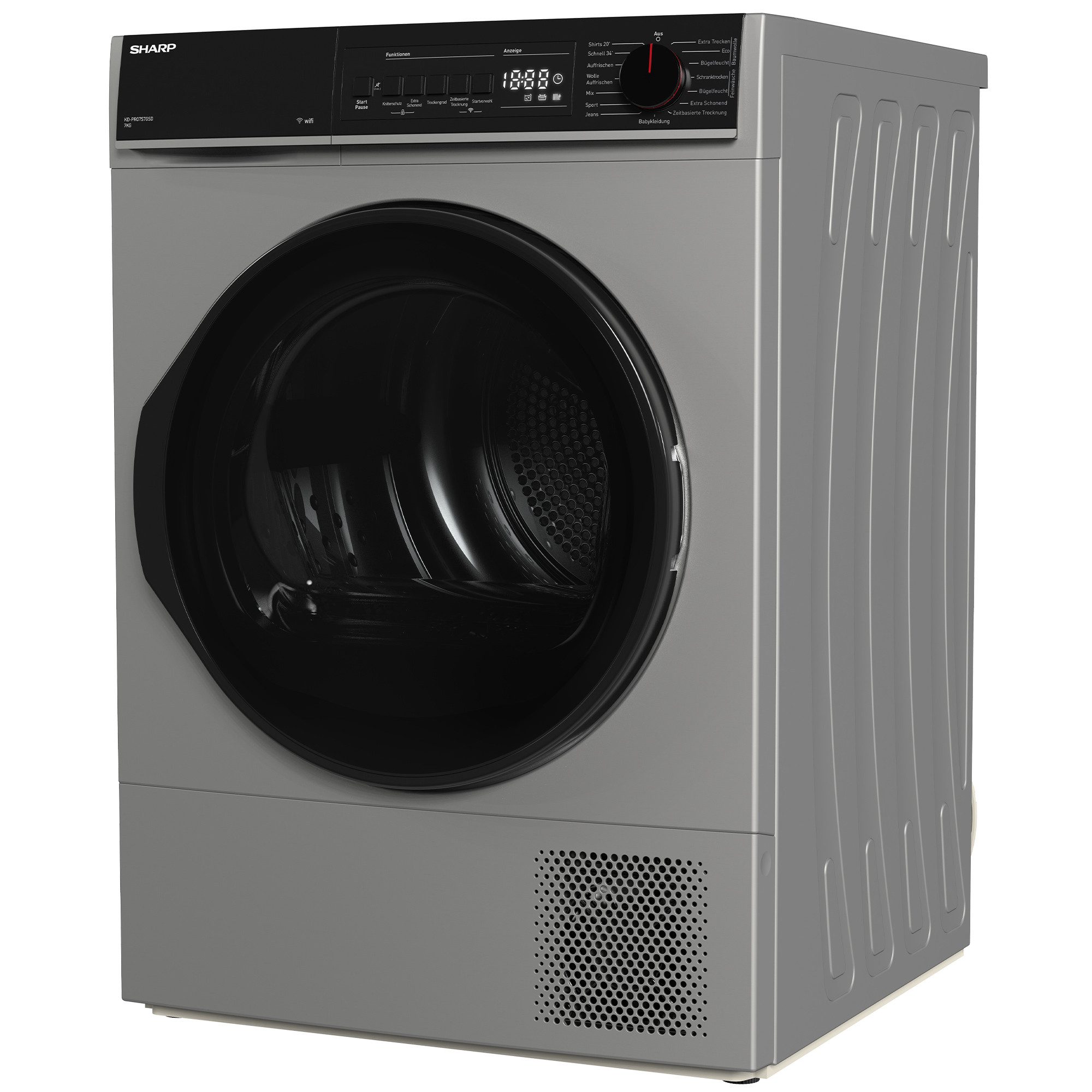 Sharp Wärmepumpentrockner KD-PRO7S7GSD-DE, WiFi, Trommel-Innenbeleuchtung, Zwei-Wege-Schleudern, BubbleDrum