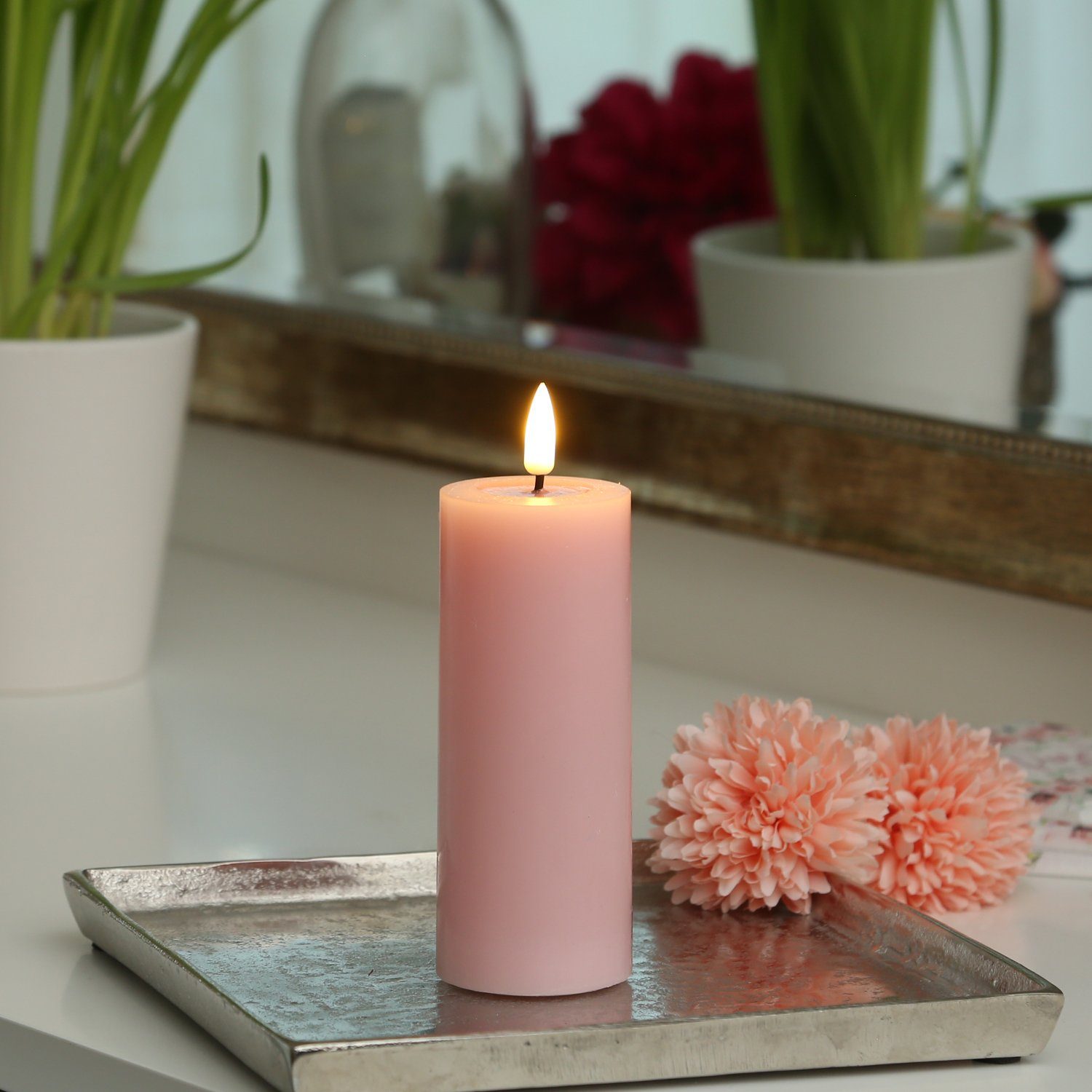 Deluxe Homeart LED-Kerze Mia Deluxe Echtwachs flackernd Wachsspiegel H: 12, günstig online kaufen