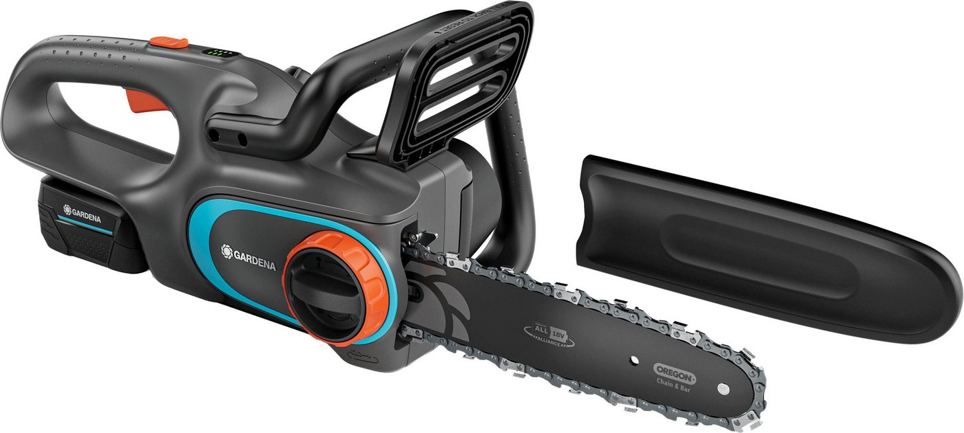 GARDENA Akku-Kettensäge PowerSaw 250/18V P4A Ready-To-Use Set, 25 cm Schwertlänge, inkl. Akku und Ladegerät, Zum Schneiden von Ästen im Garten