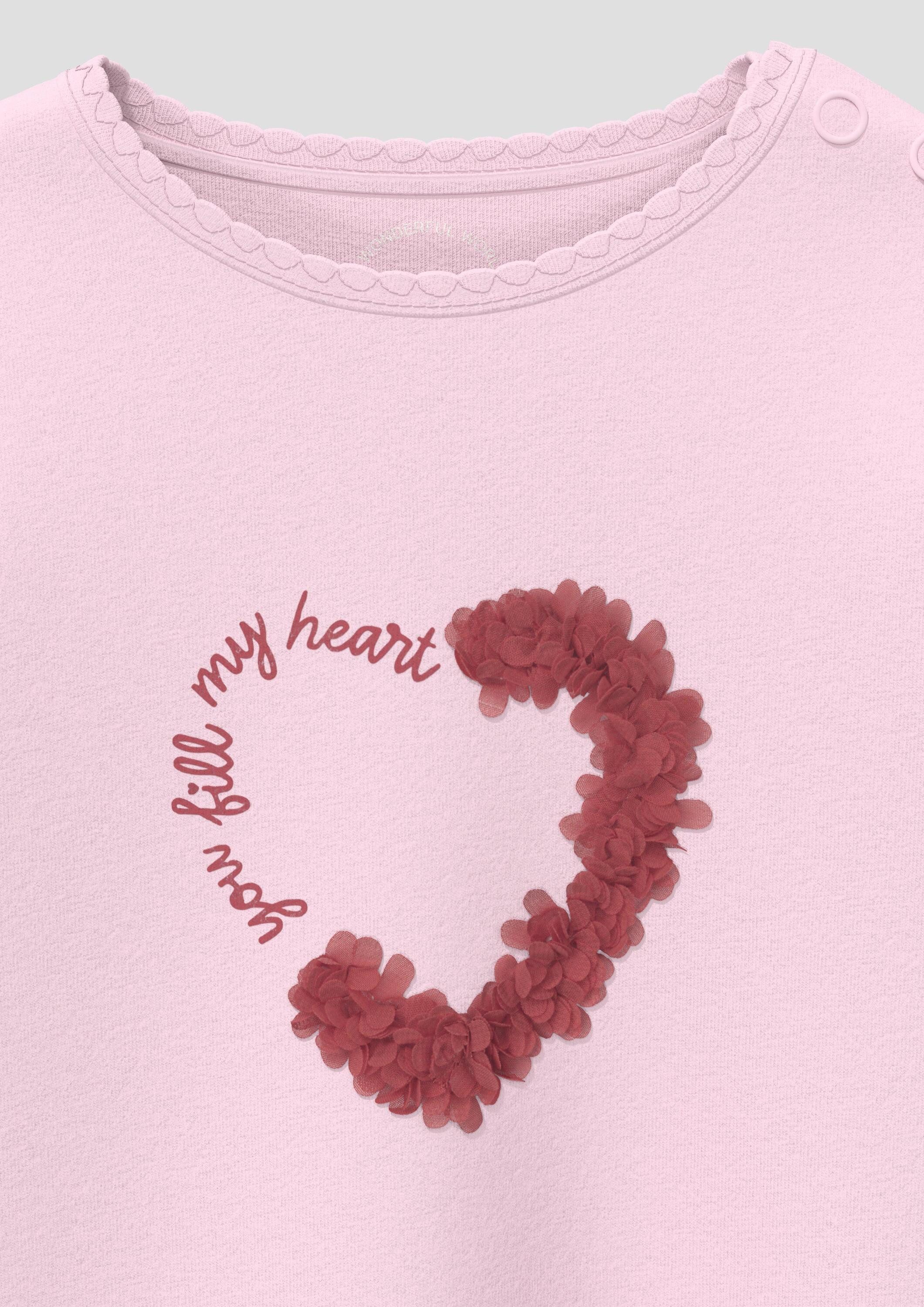 s.Oliver Langarmshirt T-Shirt Langarmshirt mit Print und Applikation