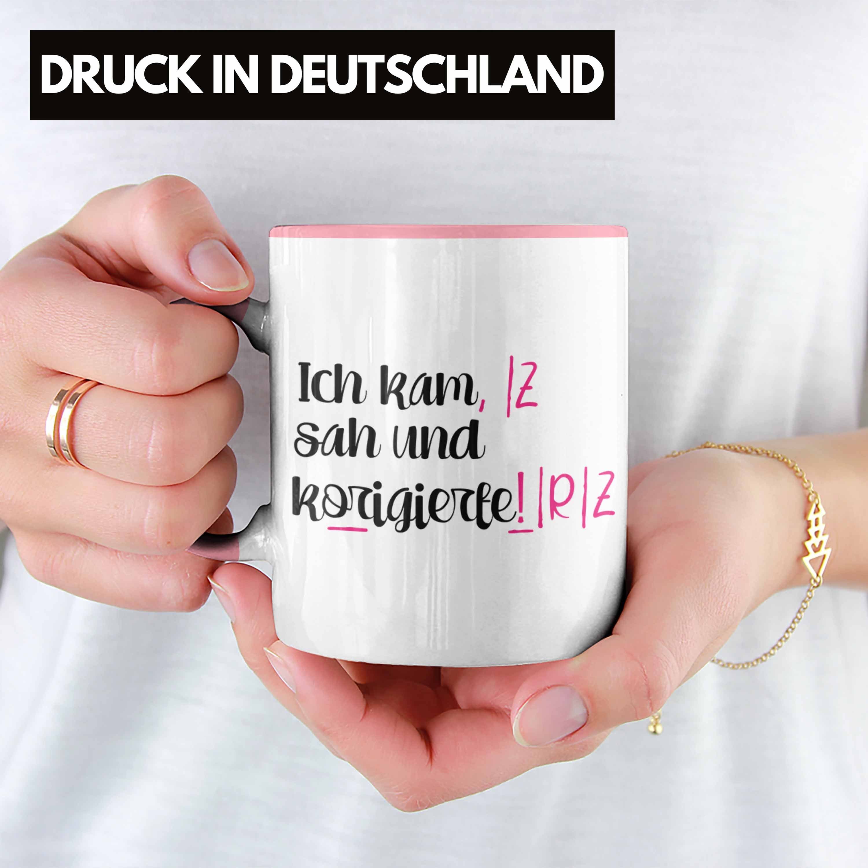 für Trendation Tasse Geschenk Geschenkidee Grundschule Abschied Geschke Trendation Rosa Lehrerinnen Spruch Lehrerin Tasse - Englisch Lustig Deutsch