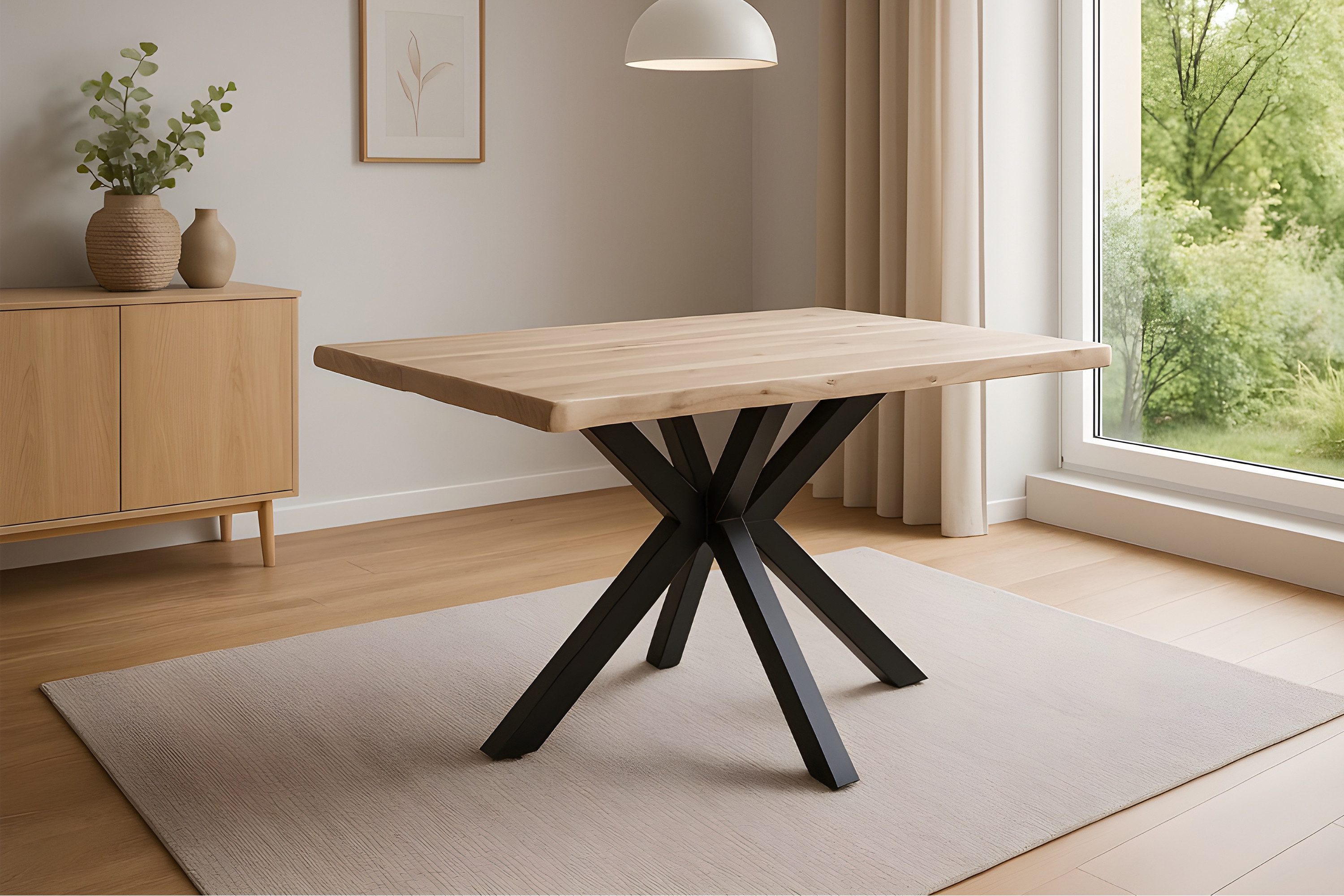 SAM® Esstisch Kawa, Akazienholz, echte Baumkante, Metallgestell Spider-Form