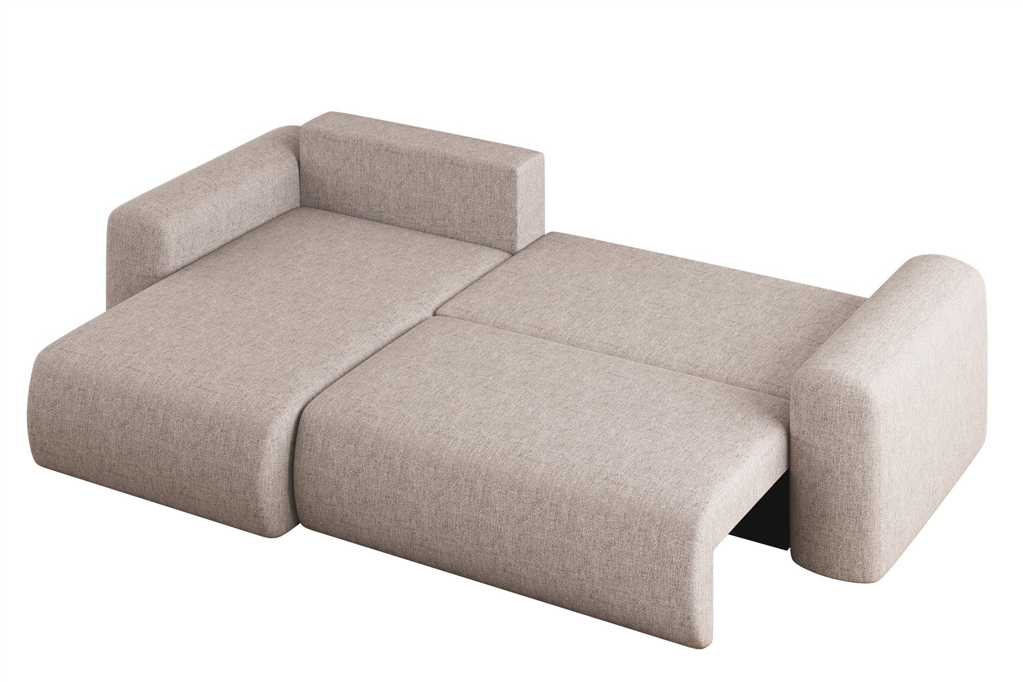 Fun Möbel Ecksofa Schlafsofa FLORA in Stoff, mit Bettkasten und 2 Zierkissen, Ottomane Links oder Rechts