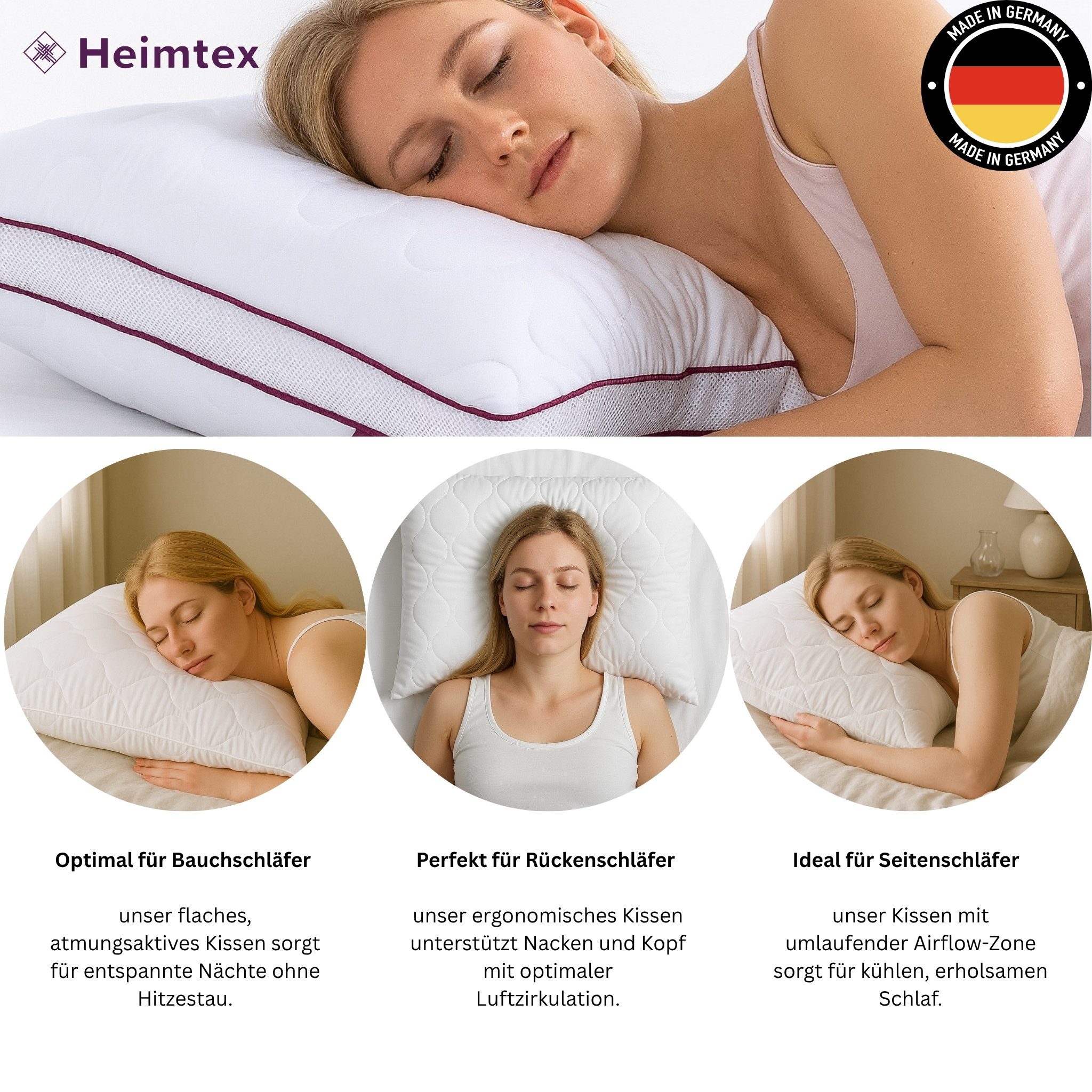Heimtex Kopfkissen Kopfkissen 80x80cm mit Airflow-Netz, verstellbar, Made i günstig online kaufen