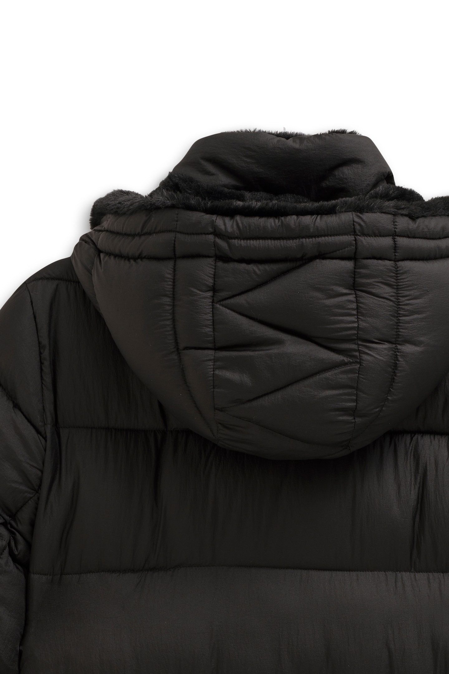 bugatti Steppmantel Loose Fit mit Kunstfell & abnehmbarer Kapuze