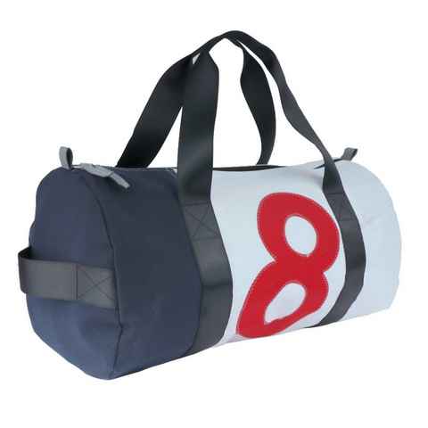 360Grad Reisetasche Reisetasche recyceltes Segeltuch Pirat Weiß Blau Zahl Rot