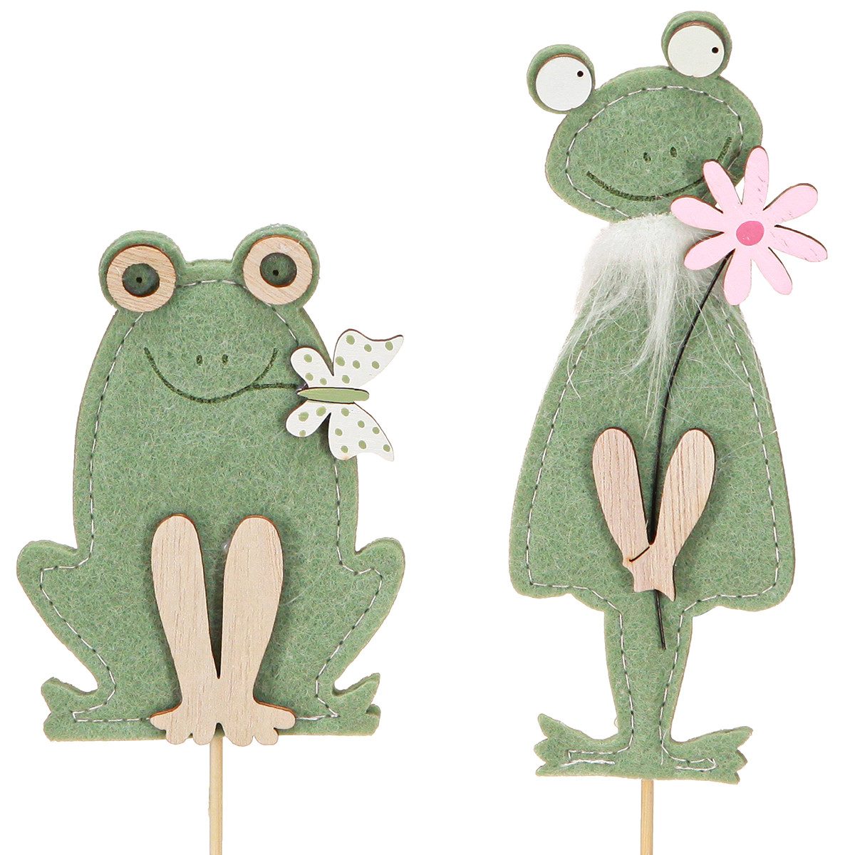 Gartenstecker Filz-Frosch Deko-Stecker 12er Set für Blumen & Gestecke