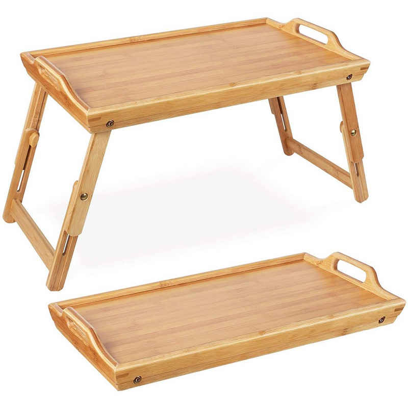 Homfa Tabletttisch (Betttablett für bett Servierplatte Frühstückstablett Höhenverstellbares klappbar), mit Griffen als Beistelltisch 31.3x50-63x20.5-30cm