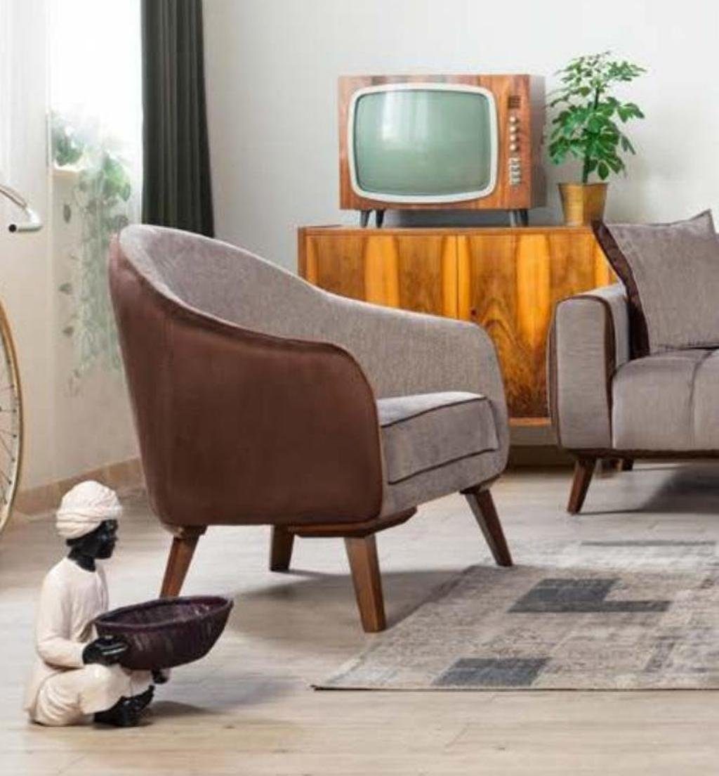 JVmoebel Sessel, Möbel Einsitzer Sessel Textil Wohnzimmer Lounge Design Sofa