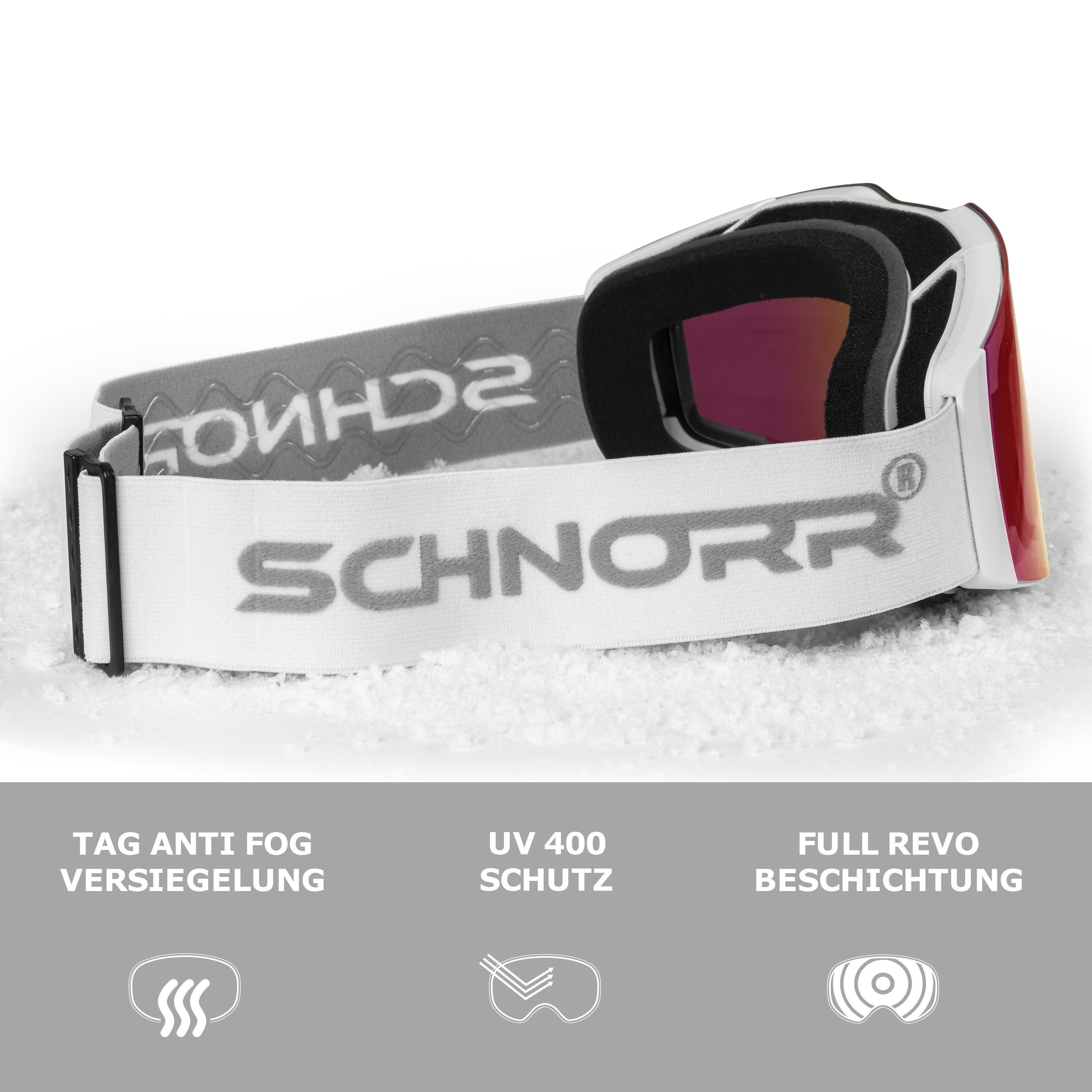 SCHNORR Sportbrille Schnorr Skibrille Edge Pink (S2), Full REVO, Anti-Fog, UV400, (1-St), Full REVO-Beschichtung Pink (S2) – Bild 3 von 3