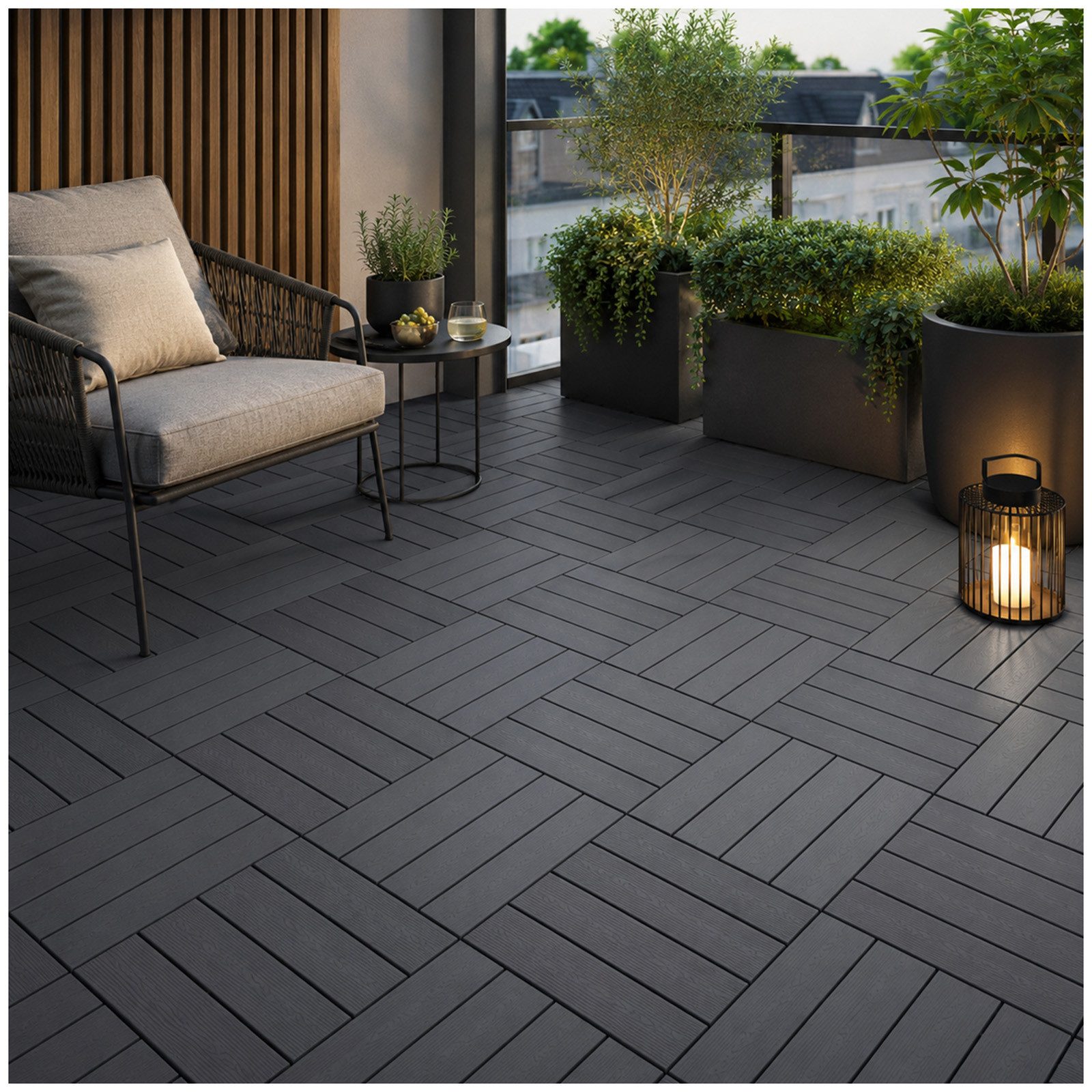 HTI-Living Outdoor-Bodenplatte Bodenplatte 9-teilig Nessa Klick, Set, 9-St., 9 Bodenplatten, Terrassenplatte Gehwegplatte