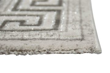 Teppich Moderner Teppich Orientteppich mit Glitzergarn mit Bordüre in Grau, Teppich-Traum, rechteckig, Höhe: 12 mm
