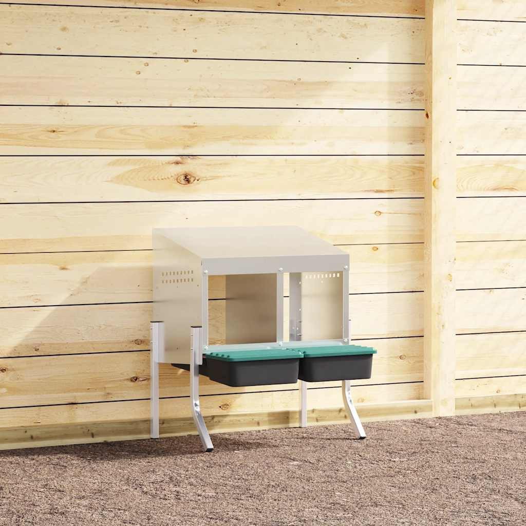 vidaXL Hühnerstall 57 x 50 x 6368 cm Hühner-Nistkasten 2 Fächer mit Beinen Verzinkter Sta