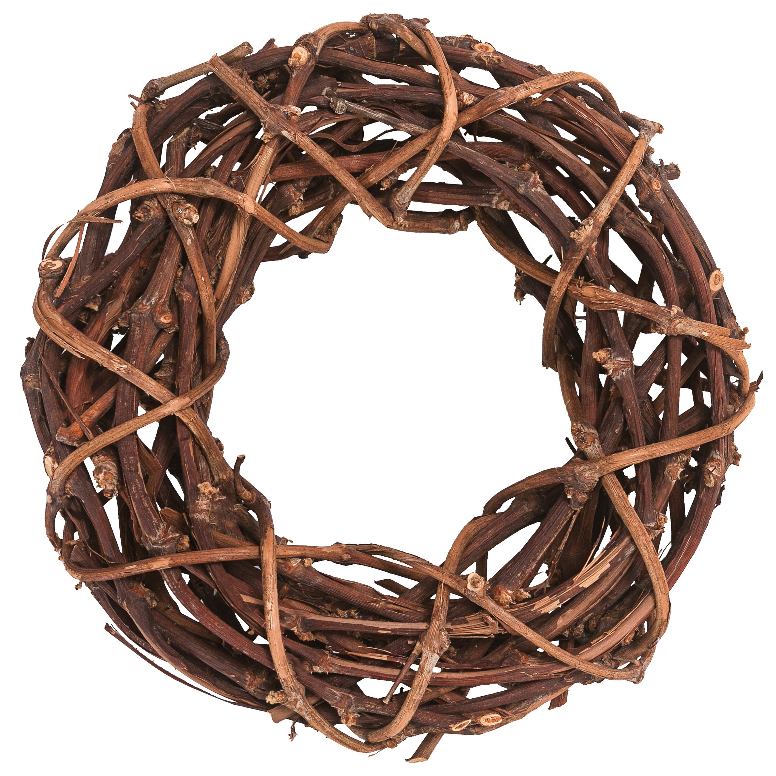 Dehner Adventskranz Deko-Kranz, Ø 38 cm, Höhe 9.5 cm, Naturmaterial, braun, handgefertigter Windenkranz, beidseitig gebunden