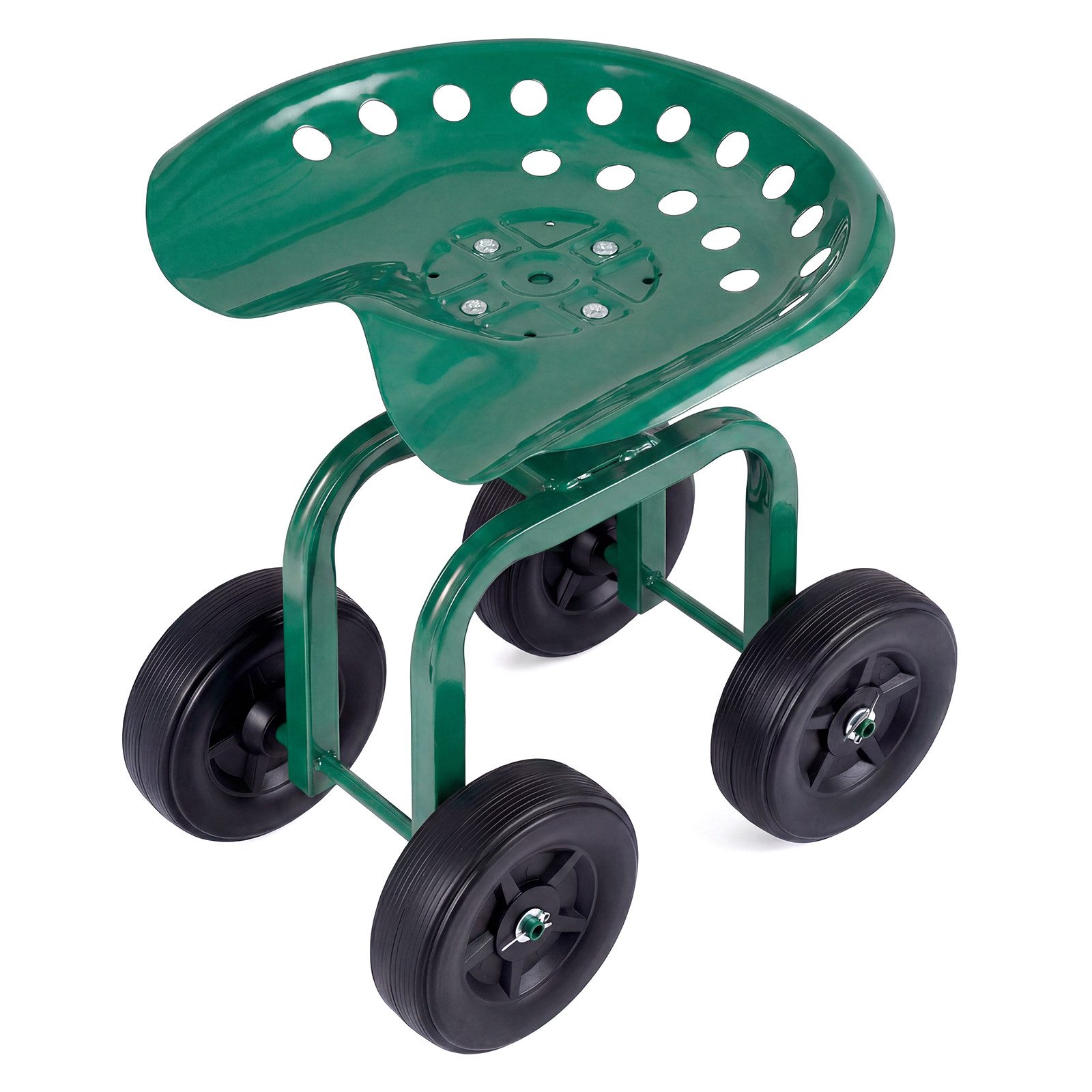 COSTWAY Rollsitz, Gartenhocker mit Rollen, 360° drehbar, höhenverstellbar