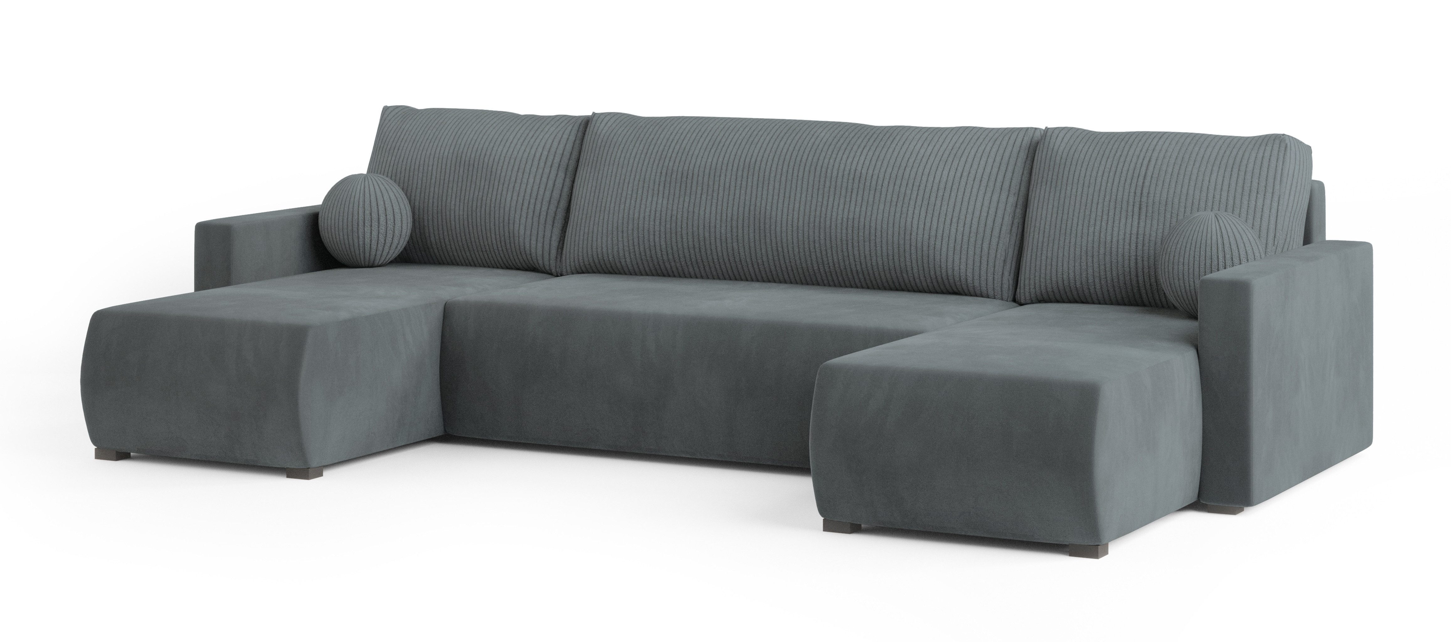Masseno Ecksofa TESSUN mit Schlaffunktion U-Form, Sofa mit Bettkasten