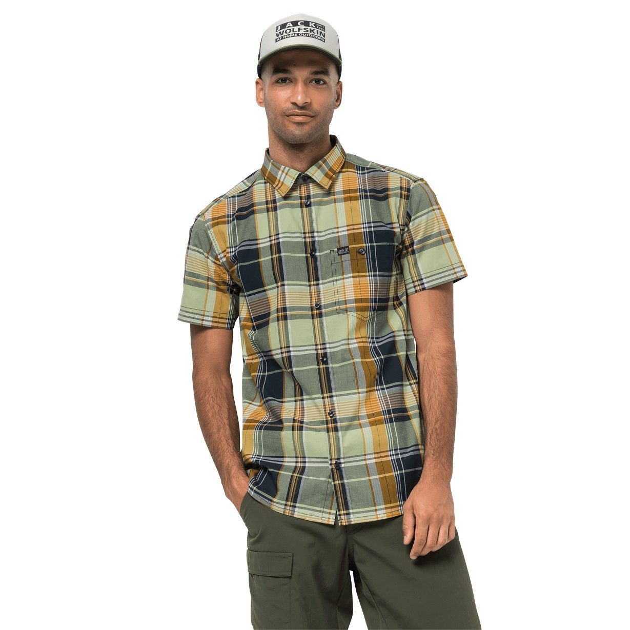 Jack Wolfskin Outdoorhemd Freizeit- und Reisehemd kurzarm Little Lake grün Herren