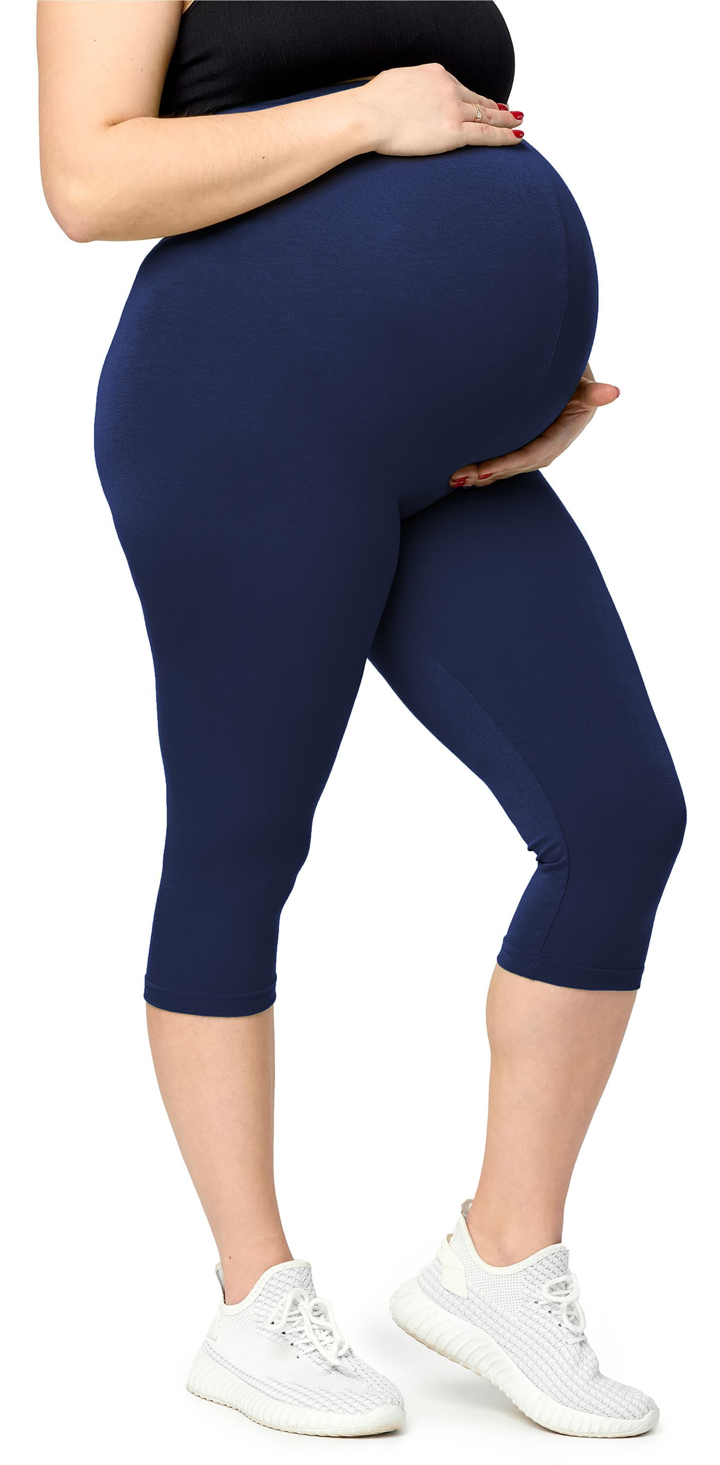 Umstandsleggings Große Größen Damen 3/4 Umstandstightss aus Baumwolle MS10-464