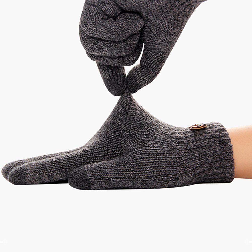 LAPA HOME Strick Schwarz Winter (Paar) Fleecehandschuhe Handschuhe Herren Warme Handschuhe Touchscreen Handschuhe Strickhandschuhe Outdoor Dick Fahrrad