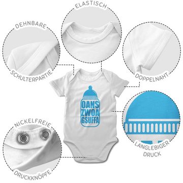 Shirtracer Shirtbody Babyflasche Oans Zwoa Gsuffa blau Mode für Oktoberfest Baby Outfit