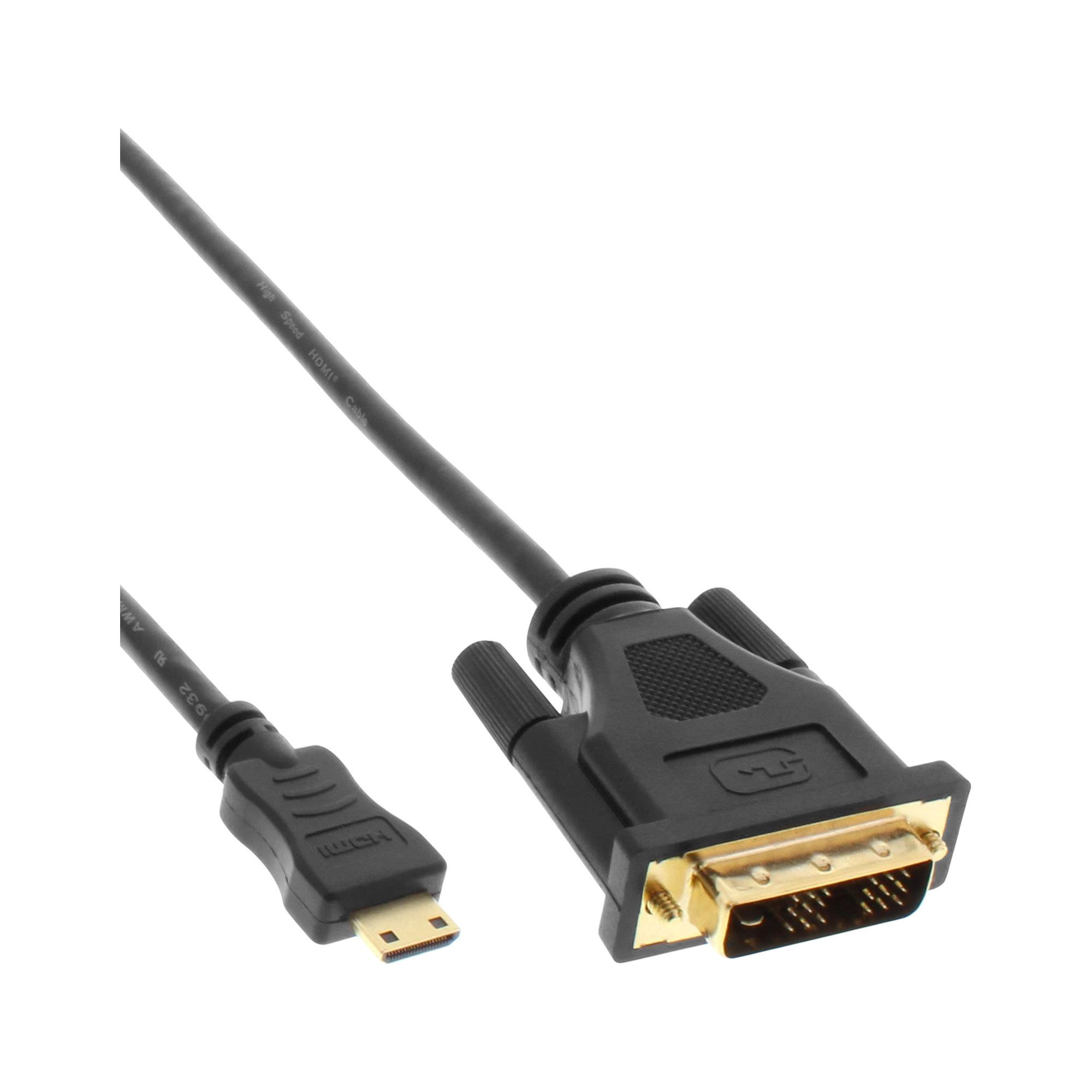InLine® Mini-HDMI zu DVI Kabel, HDMI Stecker C zu DVI 18+1, 1,5m HDMI-Kabel