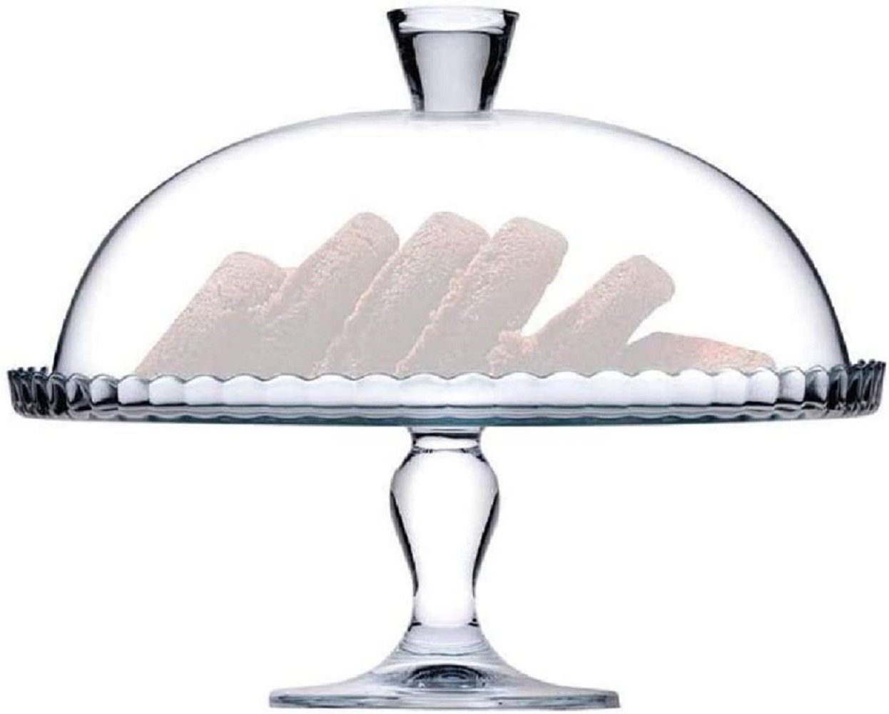 Pasabahce Gläser-Set Kuchenteller mit Kuppelfuß Gebäckserviceständer Glasservierung Dessert